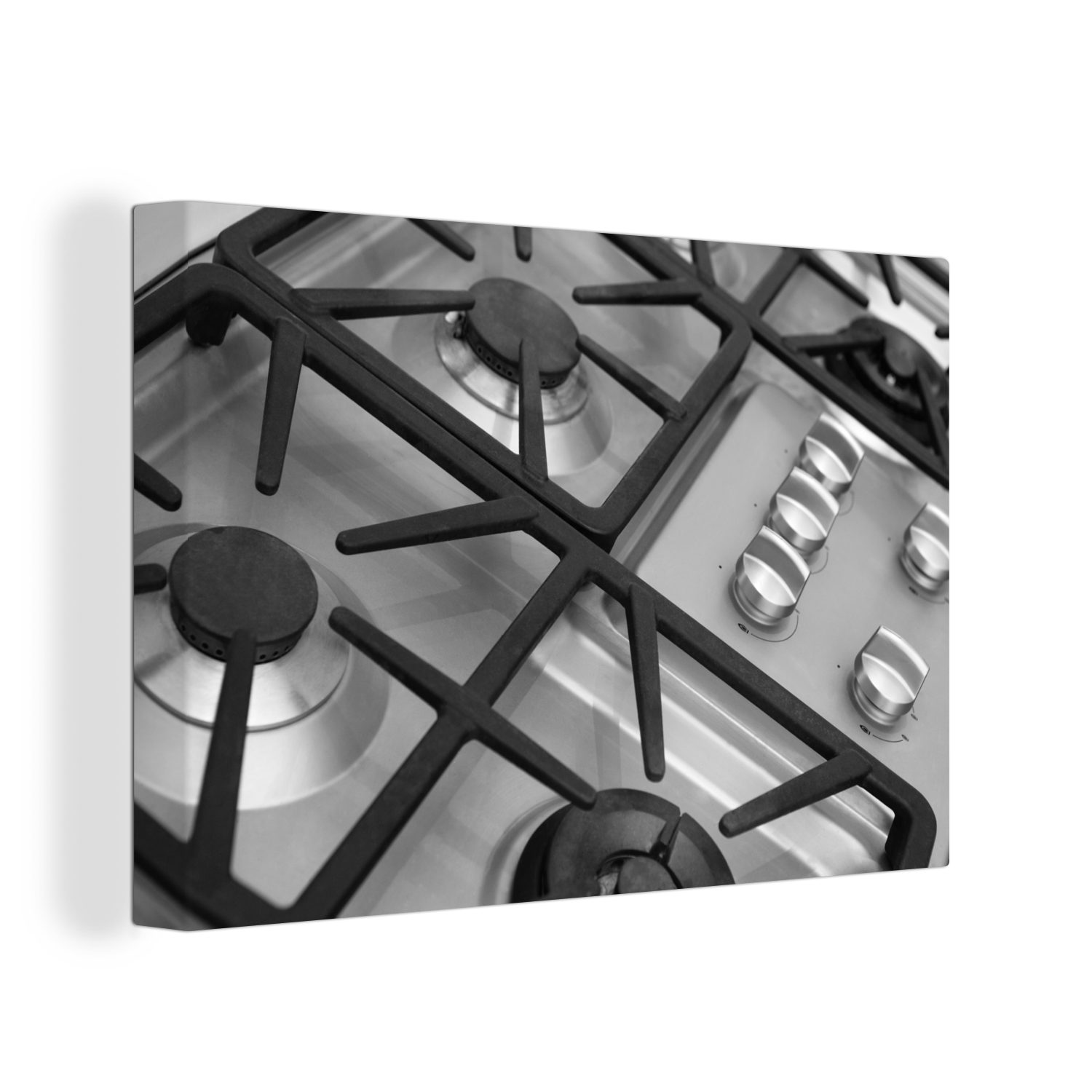 OneMillionCanvasses® Leinwandbild Nahaufnahme eines Herdes - schwarz und weiß, (1 St), Wandbild Leinwandbilder, Aufhängefertig, Wanddeko, 30x20 cm