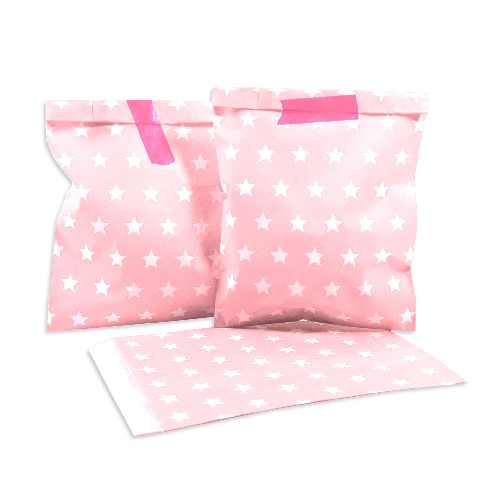 Frau WUNDERVoll Papierdekoration Papiertüten - rosa, weiße Sterne | Partydekoration