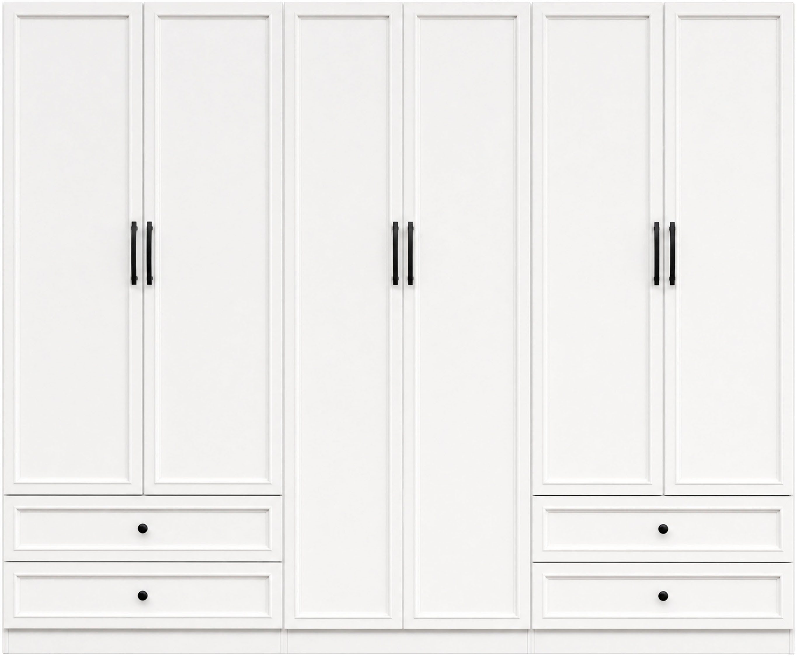 OTTO home Kleiderschrank Arrian 240 cm Weiß, 6-türiger Drehtürenschrank im Landhausstil (mit 4 Schubladen & Organizern, FSC Zertifiziert) XXL STAURAUM FÜR IHR Z – Bild 4 von 5