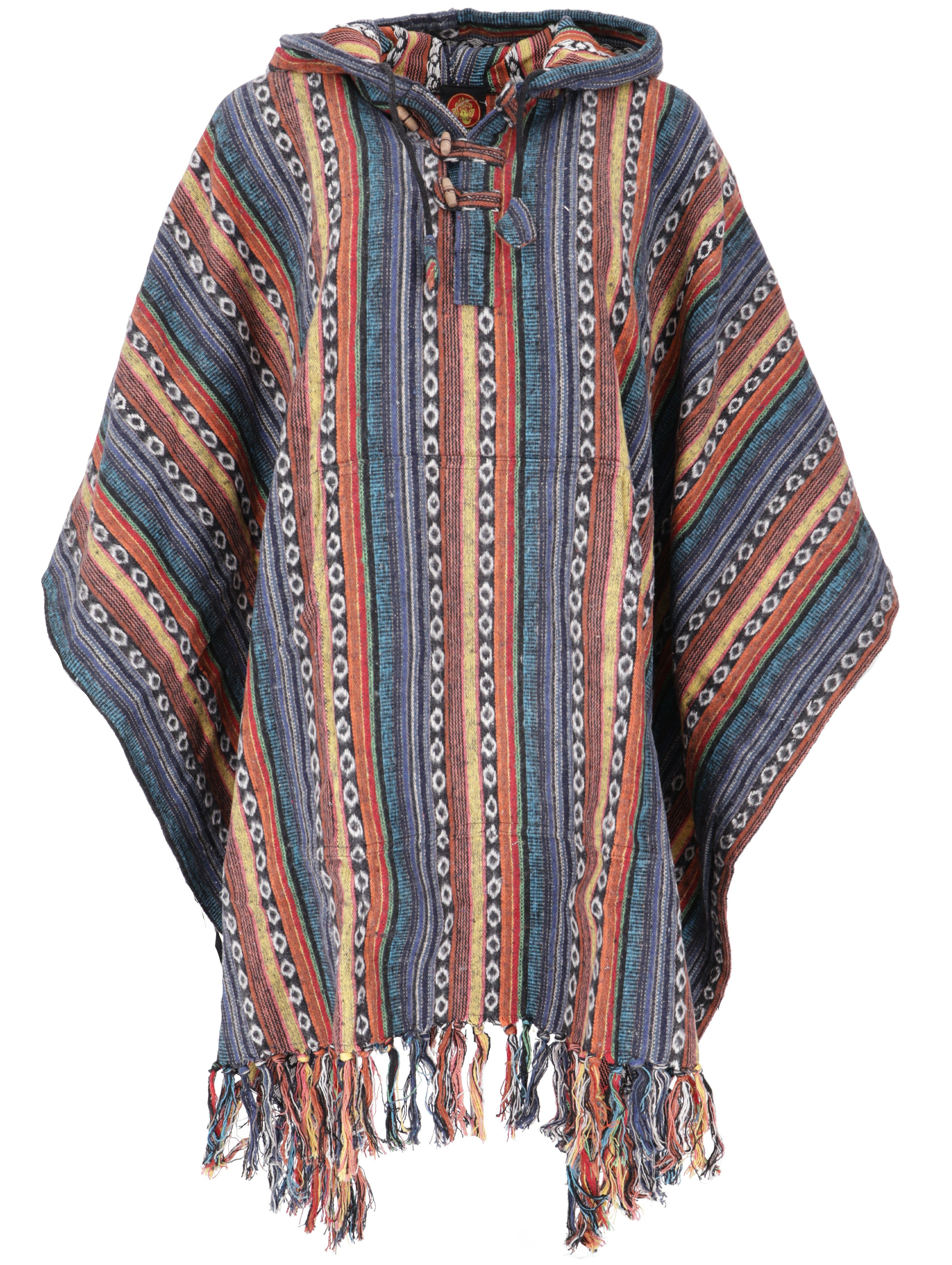 Guru-Shop Strickjacke Unisex Poncho Hippie chic, Ethno Poncho,.. alternative Bekleidung