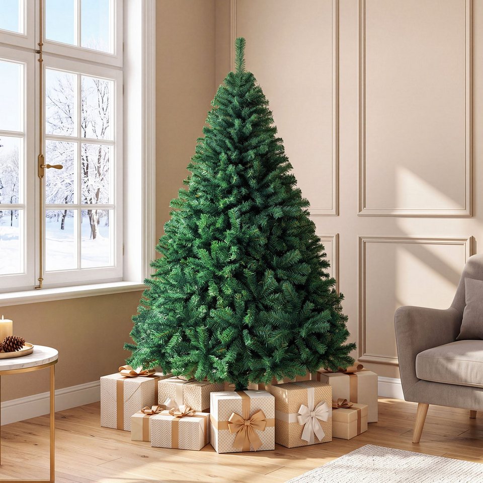 COSTWAY Künstlicher Weihnachtsbaum, 180cm, mit 1000 Spitzen PVC Nadeln