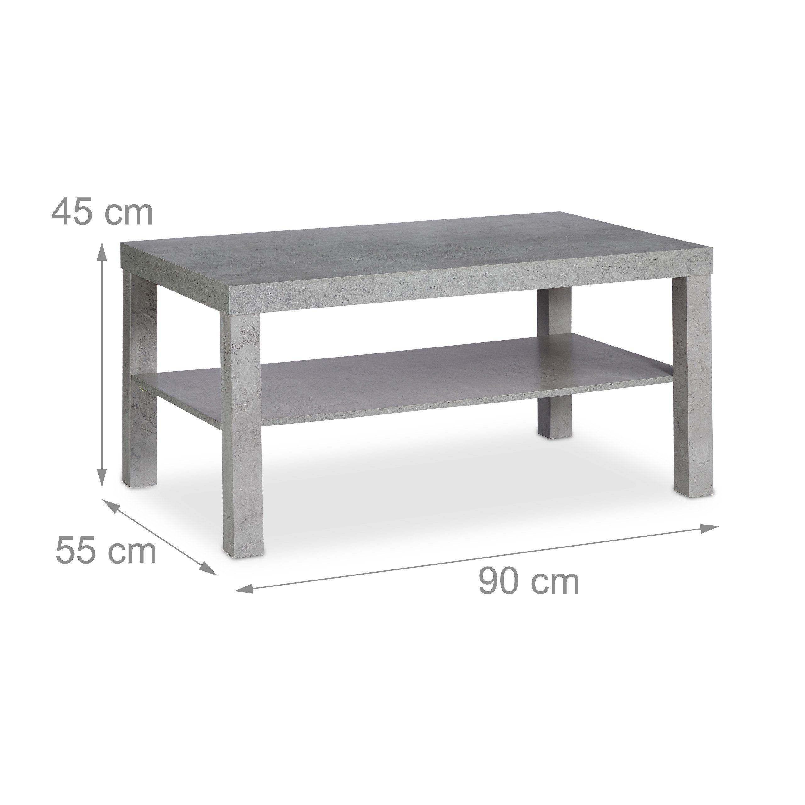 relaxdays Couchtisch in Betonoptik (1-St) – Bild 4 von 5