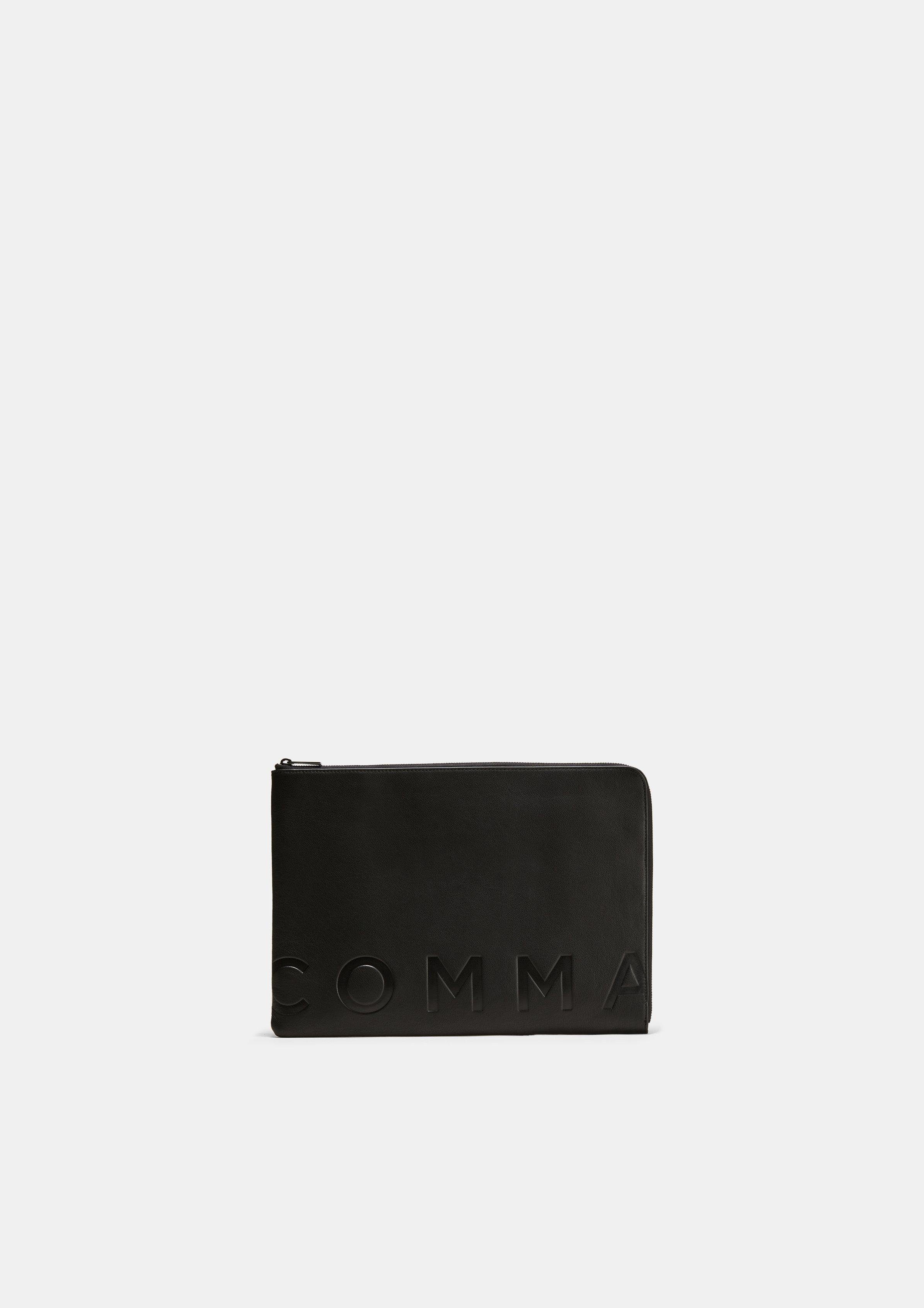 Comma Tragetasche Hochwertige Laptop-Tasche aus Leder, Logo schwarz