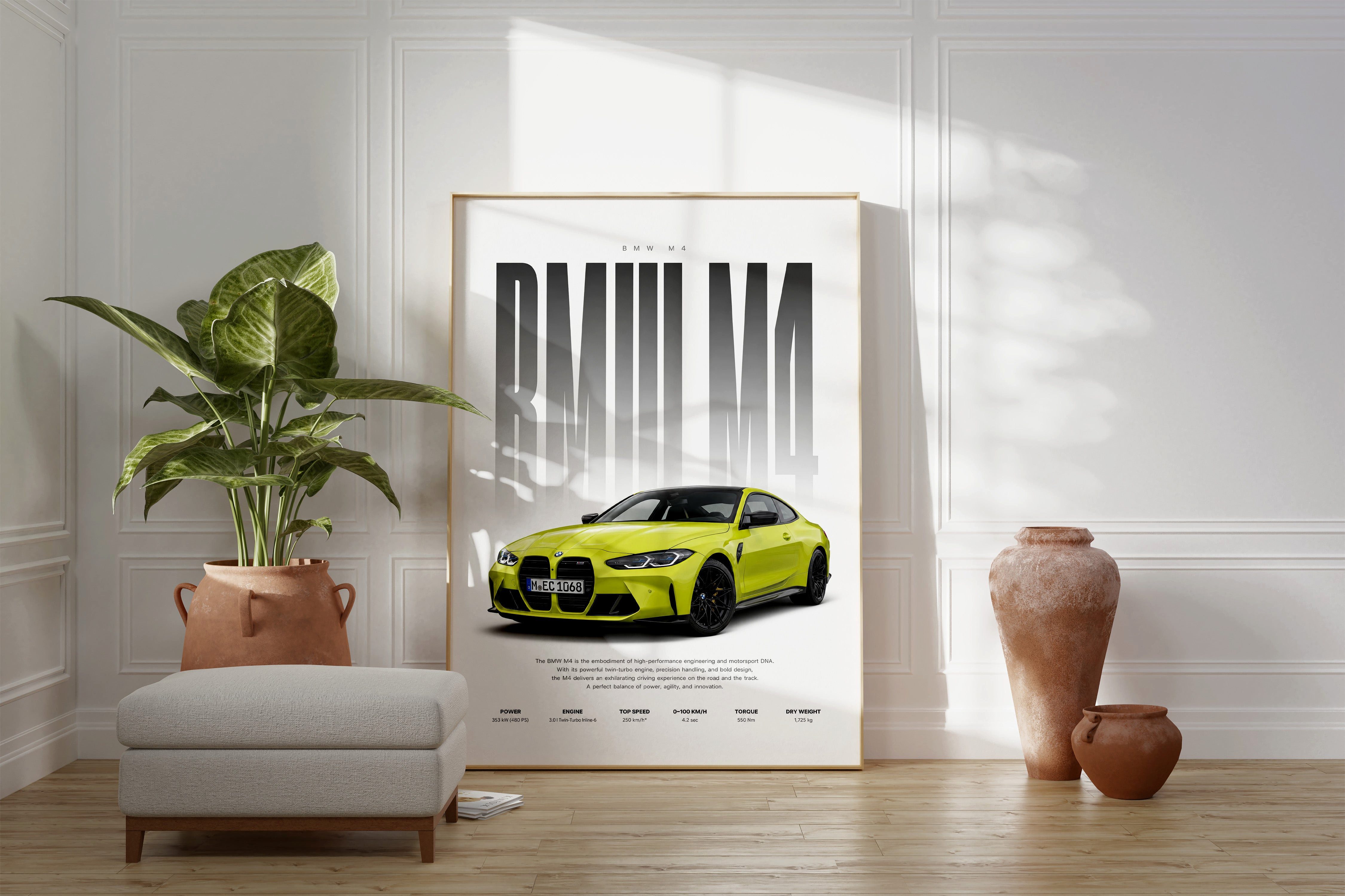 JUSTGOODMOOD Poster Sportwagen Gelb Geschenkidee Performance Coup Wandbild Deko Print ohne, (1 St) – Bild 2 von 5