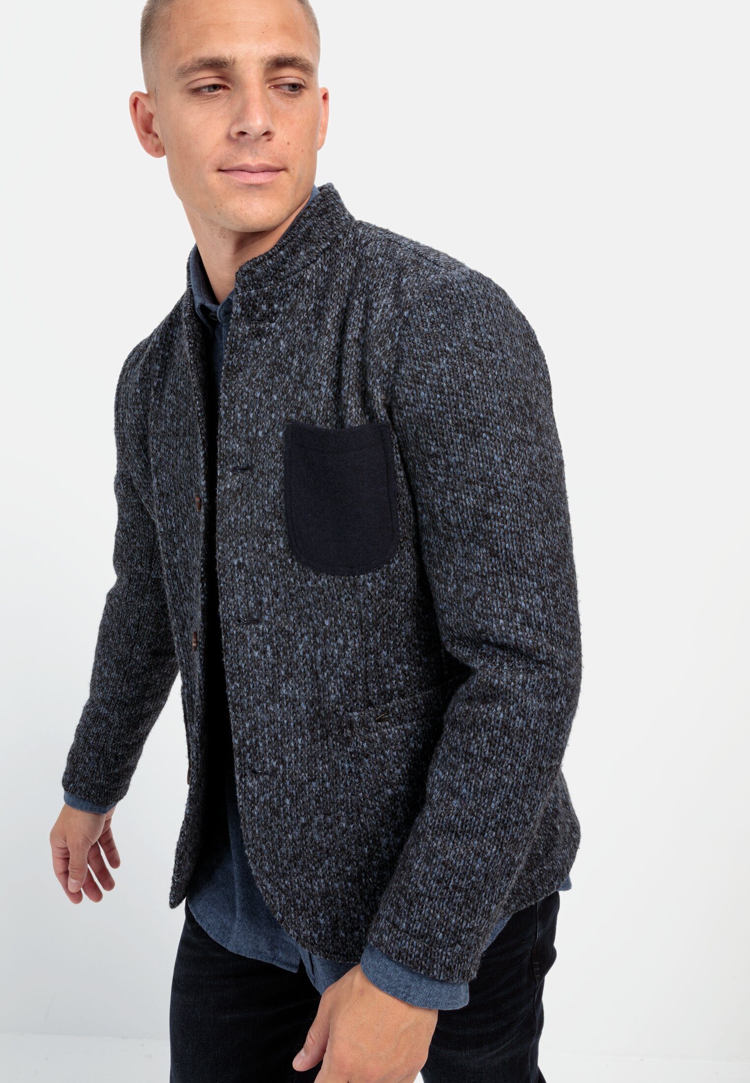 camel active Baumwollsakko mit Stehkragen Langarm Blazer_Jackenblazer