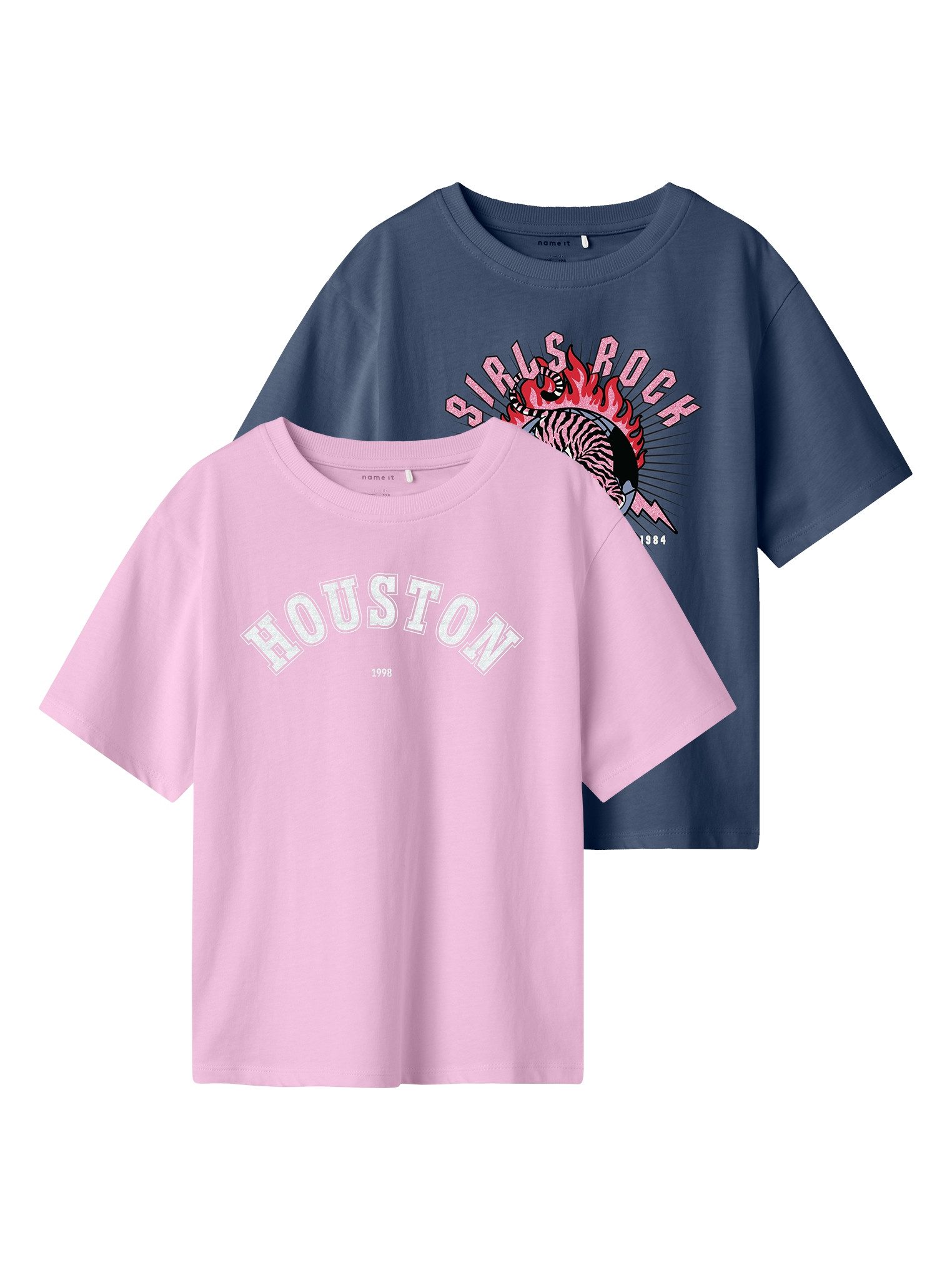 T-shirt Enfant Name It - Modèle Nkfakara Wednesday SS Avec Motif Box Sky | Pour Fille, Coupe Classique