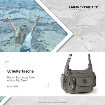 BAG STREET Schultertasche Bag Street Damenhandtasche Schultertasche (Schultertasche), Schultertasche Nylon, grau ca. 30cm x ca. 22cm