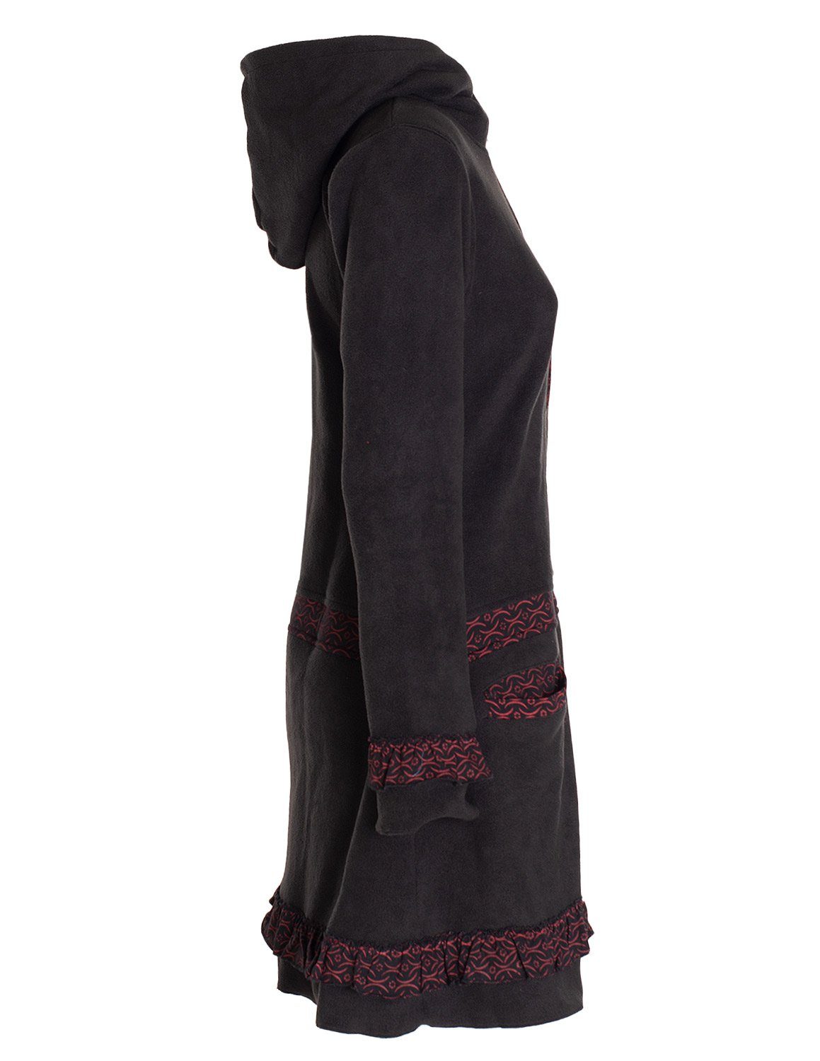 Vishes Kurzmantel Lange Fleecejacke Fleecemantel Übergangsjacke ECO-Fleece Goa, Hippie, Elfen Style
