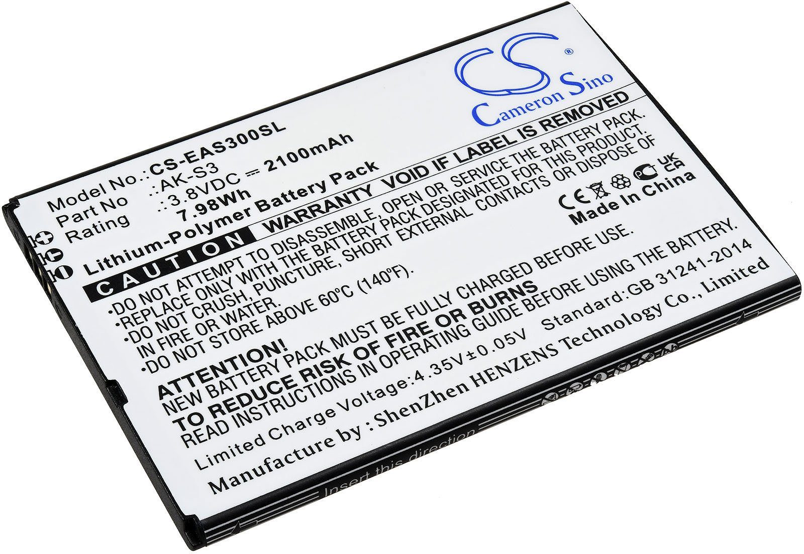Powery Akku für Emporia Smart 3 Smartphone-Akku 2100 mAh (3.8 V)