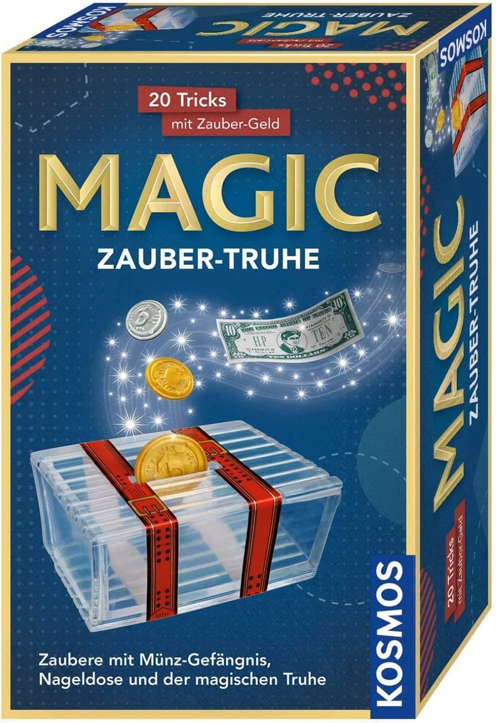 Kosmos Spiel Magic Zauber-Truhe, 20 magische Tricks mit Zaubergeld und Münzen, Zaubern Lernen im Handumdrehen, Kompaktes Format, Mitbringspiel