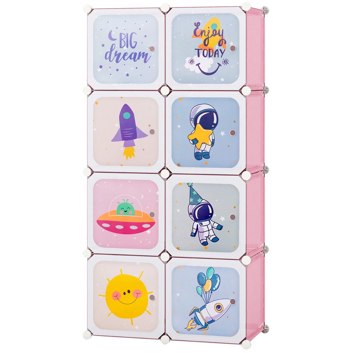 COSTWAY Kinderkleiderschrank Kunststoff mit 8 Würfeln, erweiterbar mit Klei günstig online kaufen