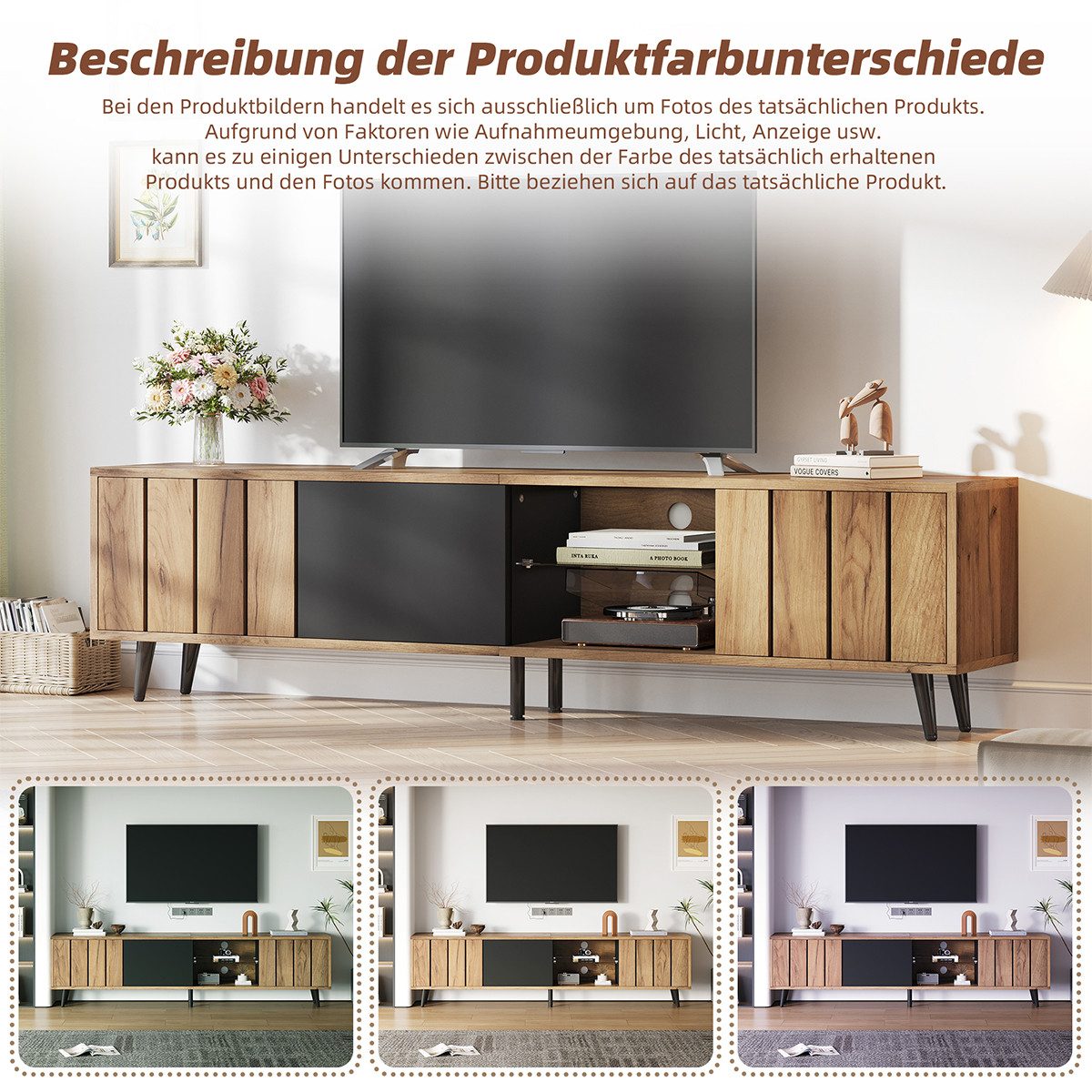 XDeer TV-Schrank TV-Schrank mit 3 Schränken Lowboard TV-Tisch TV-Ständer TV günstig online kaufen