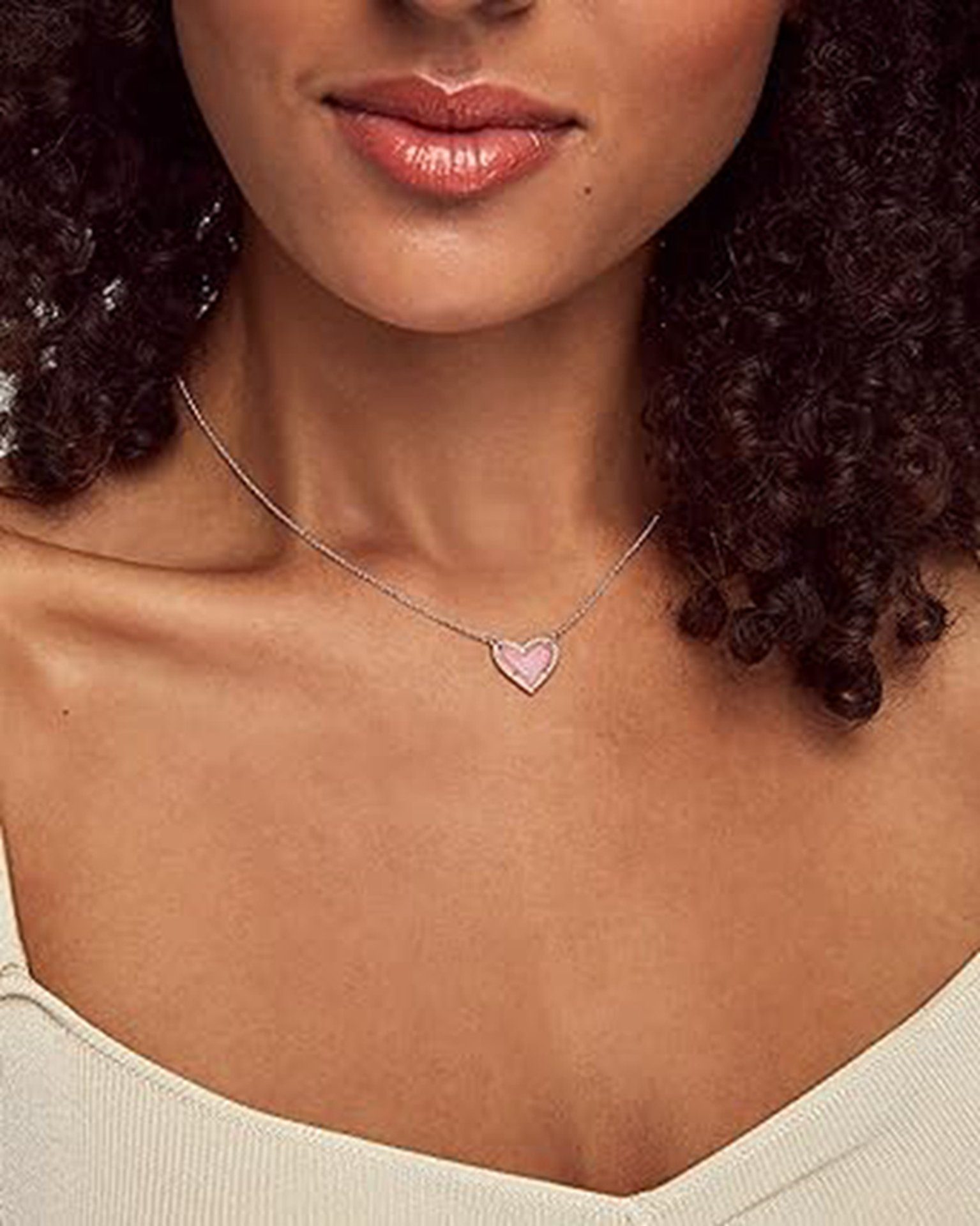 Rosa Geschenk Damen, Anhänger-Halskette Schmuck, Herzförmige für WaKuKa Charm-Kette