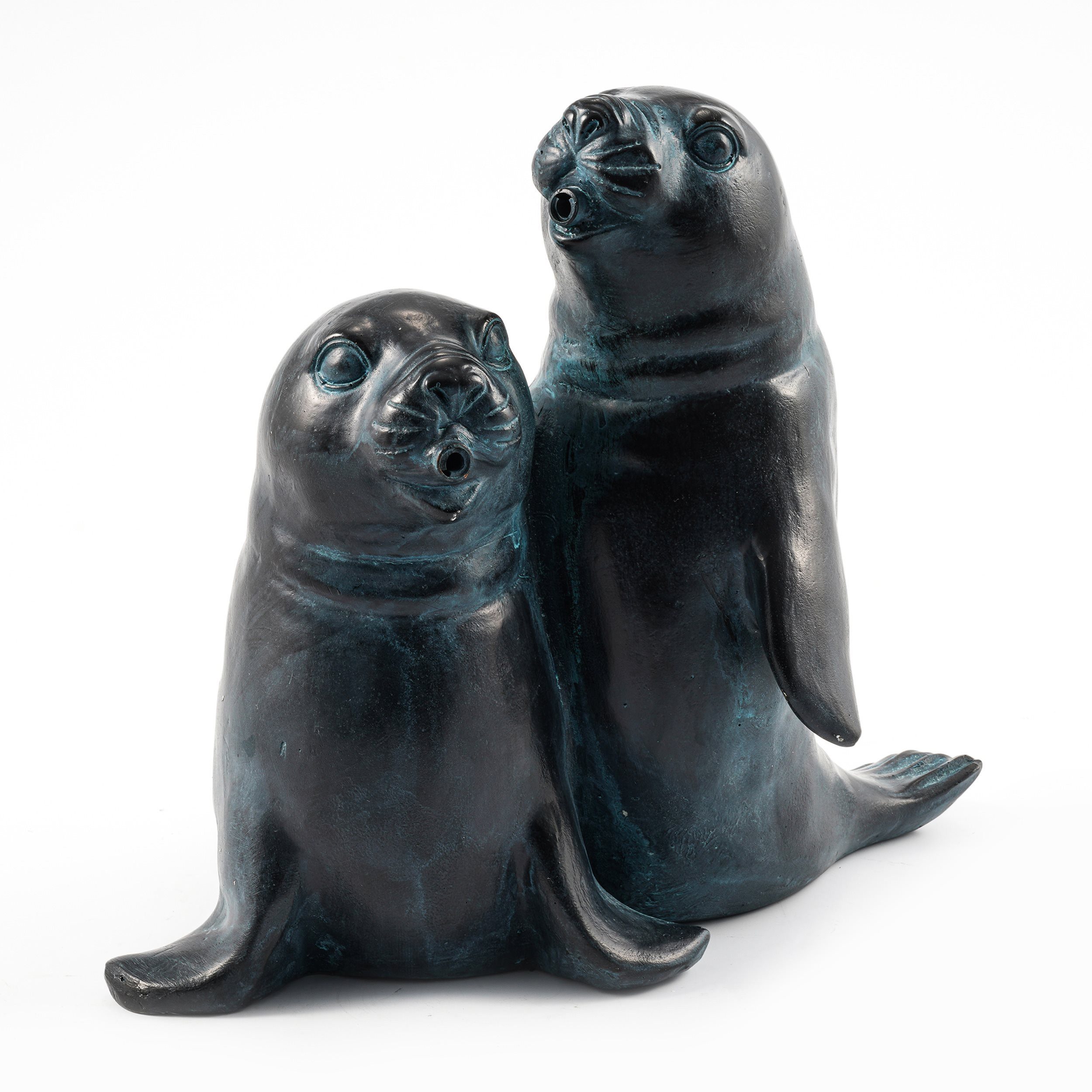 esotec Wasserspeier Figur Seehundpaar Paula und Paul mit Schlauch 1m, 26x16x22cm 100736 (Komplettset)