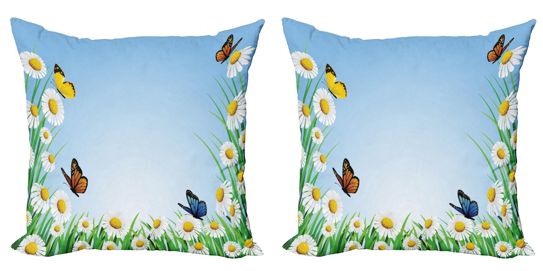 Doppelseitiger Digitaldruck, mit Daisy Stück), (2 Schmetterlingen Accent Modern Bunt Abakuhaus Kissenbezüge