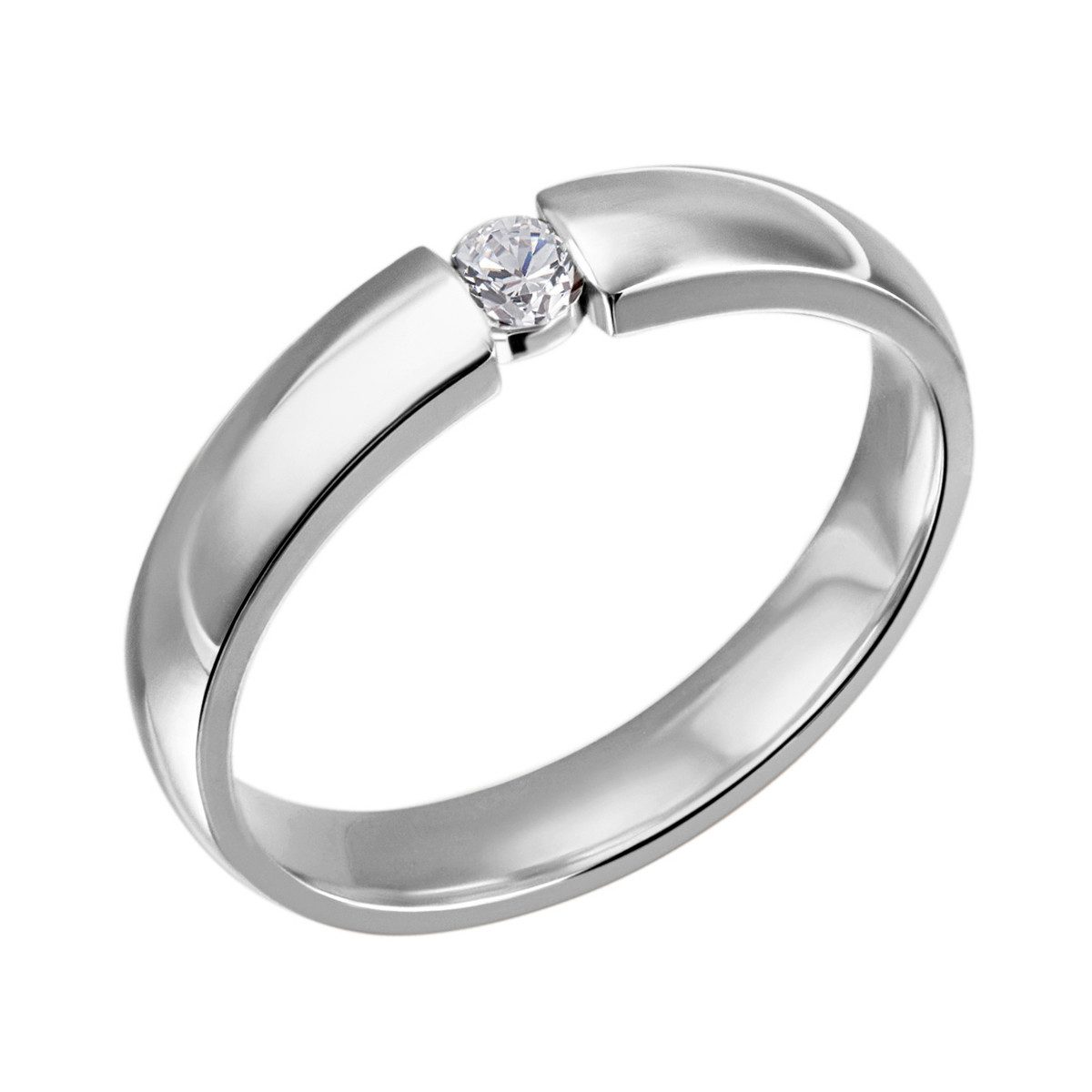 Reflexion Diamonds Silberring 925/- Verlobungsring mit Spannfassung und funkelndem Zirkonia (synth), mit Zirkonia (synth), Ringschiene ca. 3,5 mm breit, Weite 56