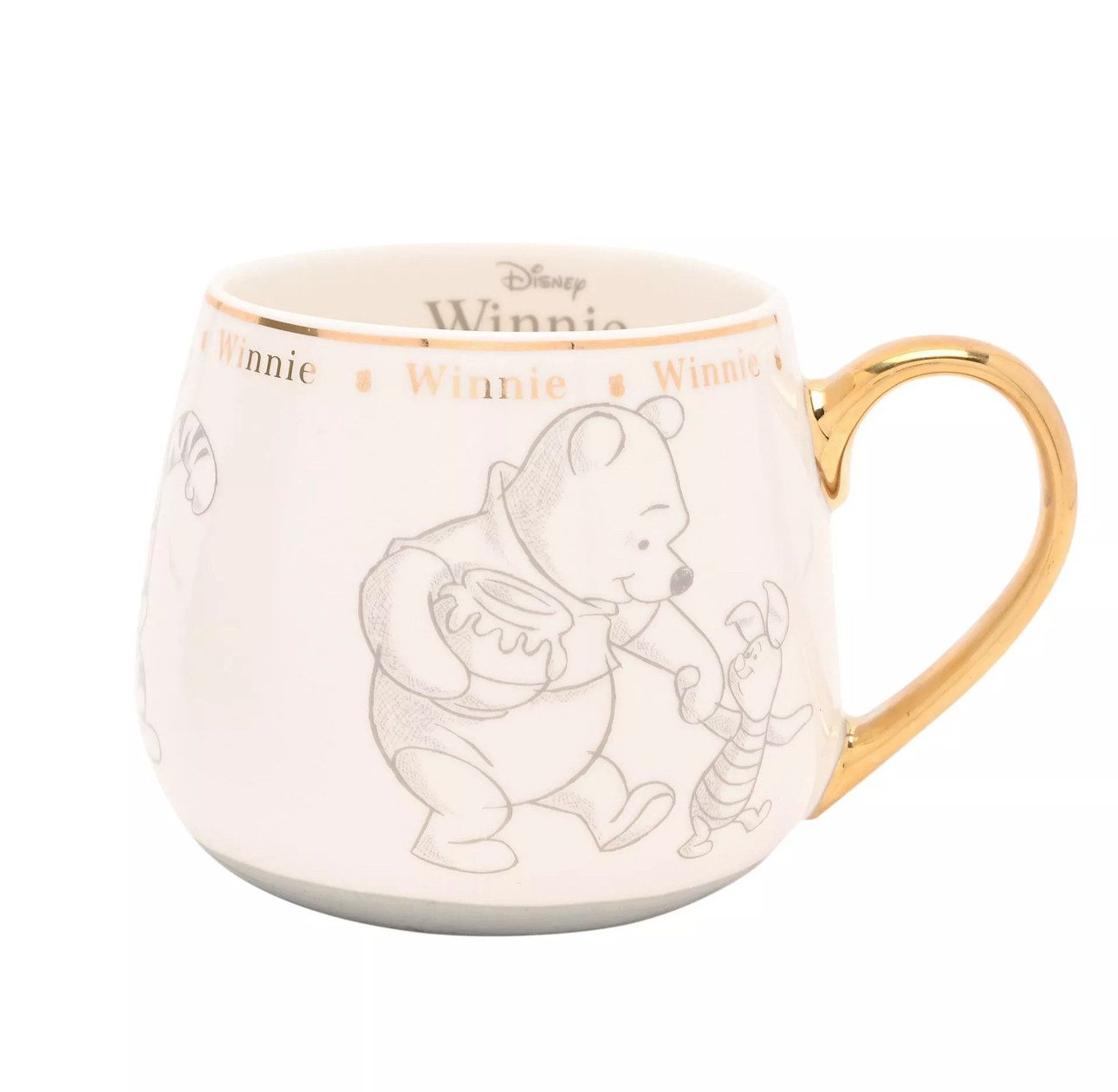 Disney Tasse Winnie Pooh, I-Aah, Ferkel, Tigger goldene Premium Tasse Disneyland