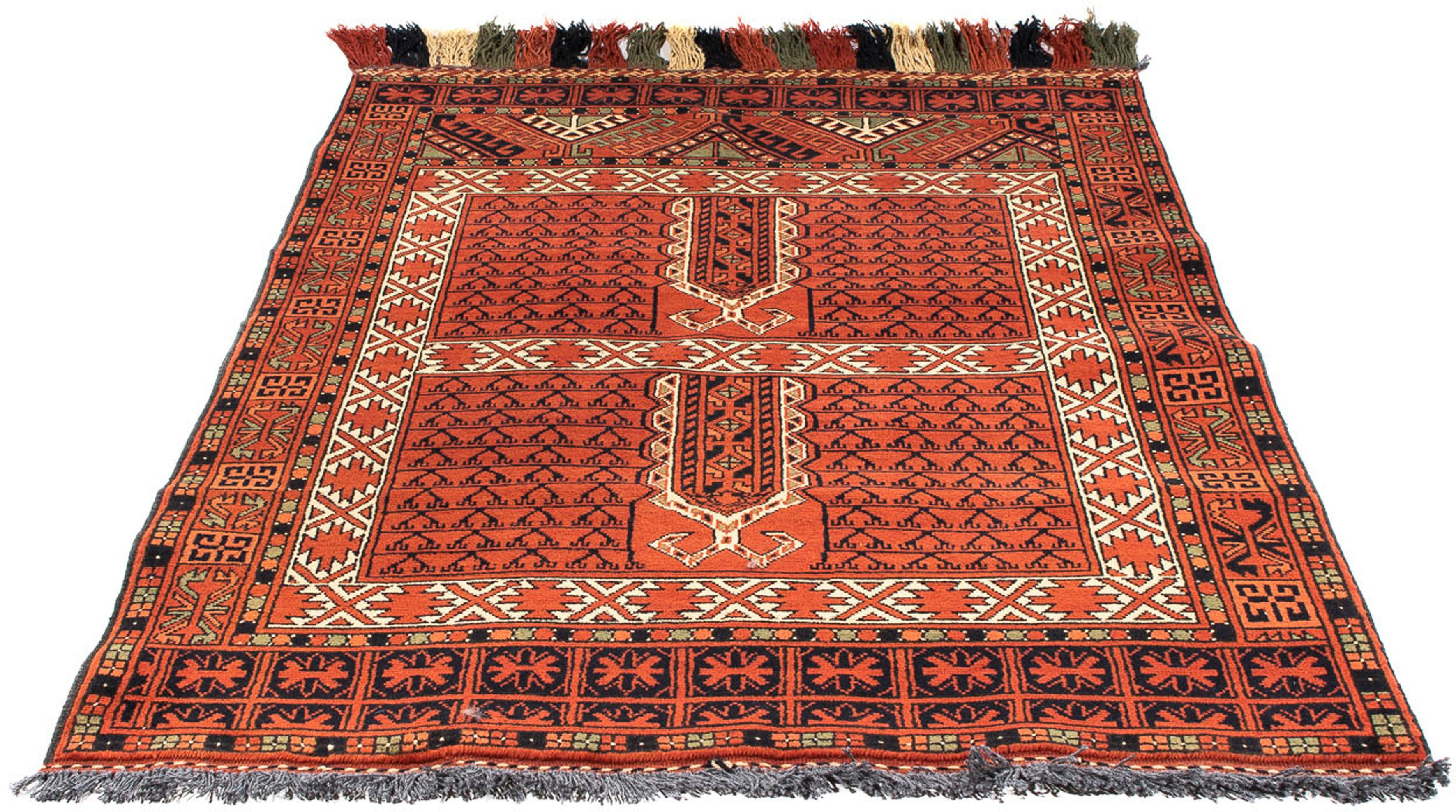 Orientteppich Afghan - 174 x 118 cm - rost, morgenland, rechteckig, Höhe: 7 mm, Wohnzimmer, Handgeknüpft, Einzelstück mit Zertifikat