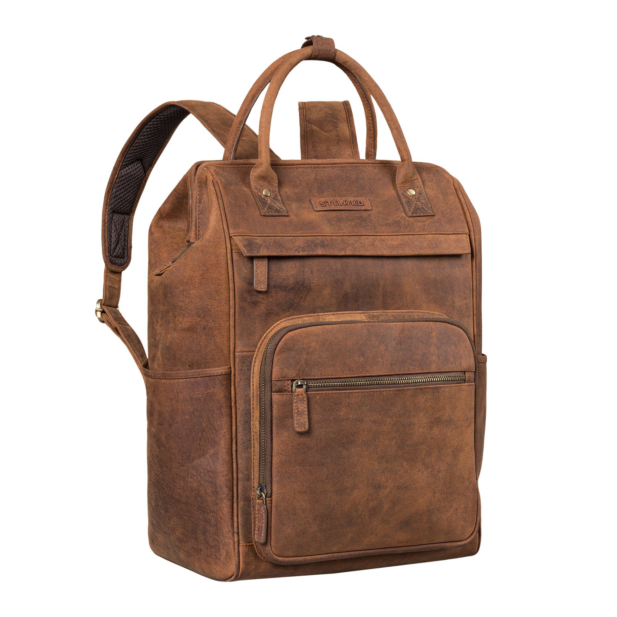 STILORD Notebook-Rucksack "Wendelin" Premium Leder Rucksack mit Laptop-Fach avani - braun | Businesstaschen