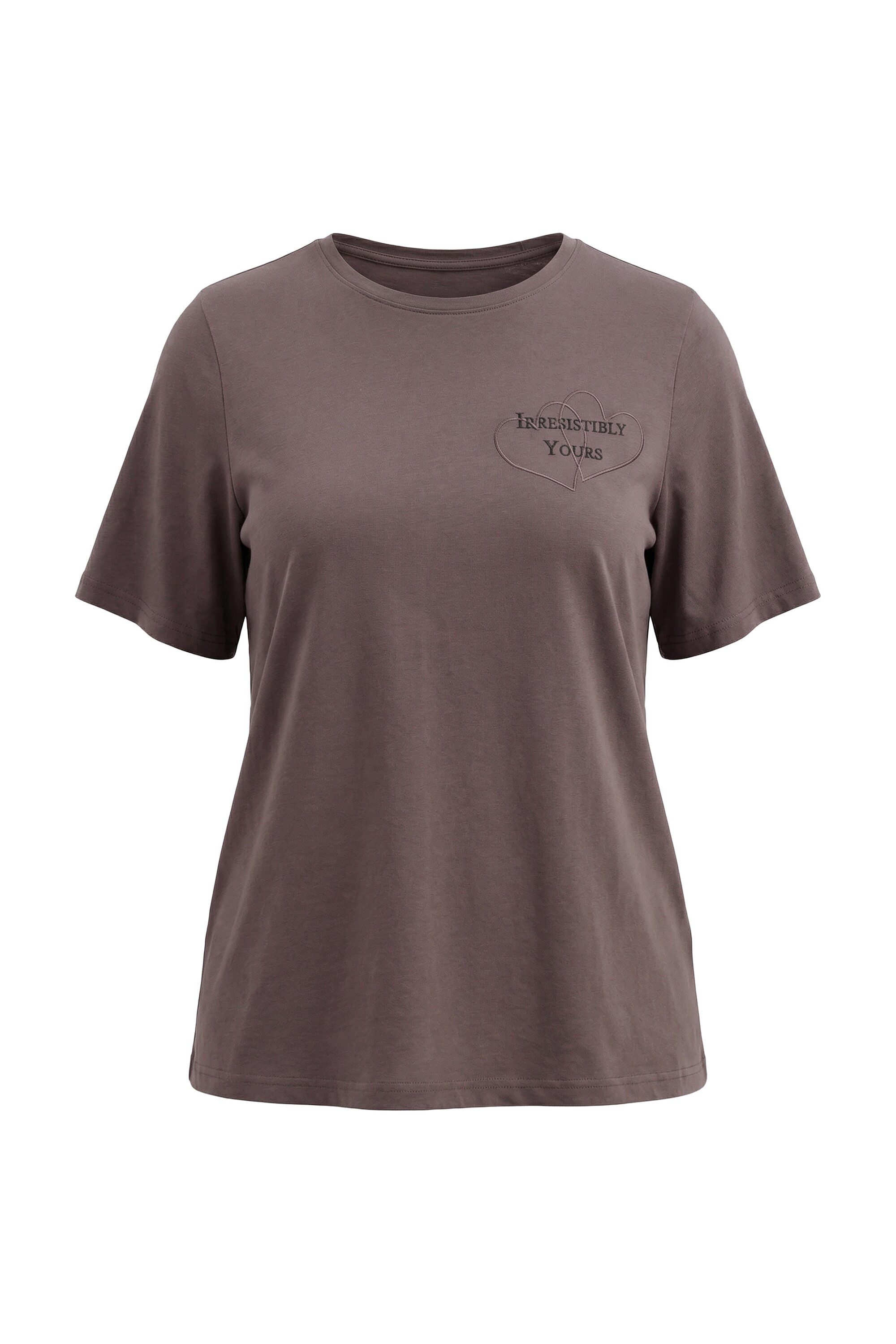 Ulla Popken T-Shirt T-Shirt Applikation Classic Rundhals Halbarm