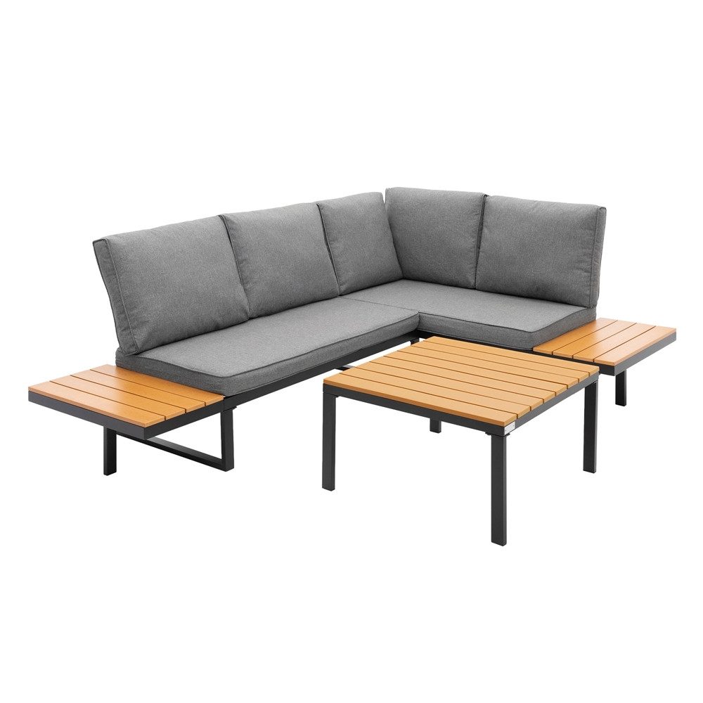 ML-DESIGN Gartenlounge-Set Gartenmöbel Set 3 tlg, Terrassenmöbel mit Couchtisch, Ecksofa & Kissen, wetterfest Sitzgruppe frei kombinierbar für Garten, Terrasse & Balkon