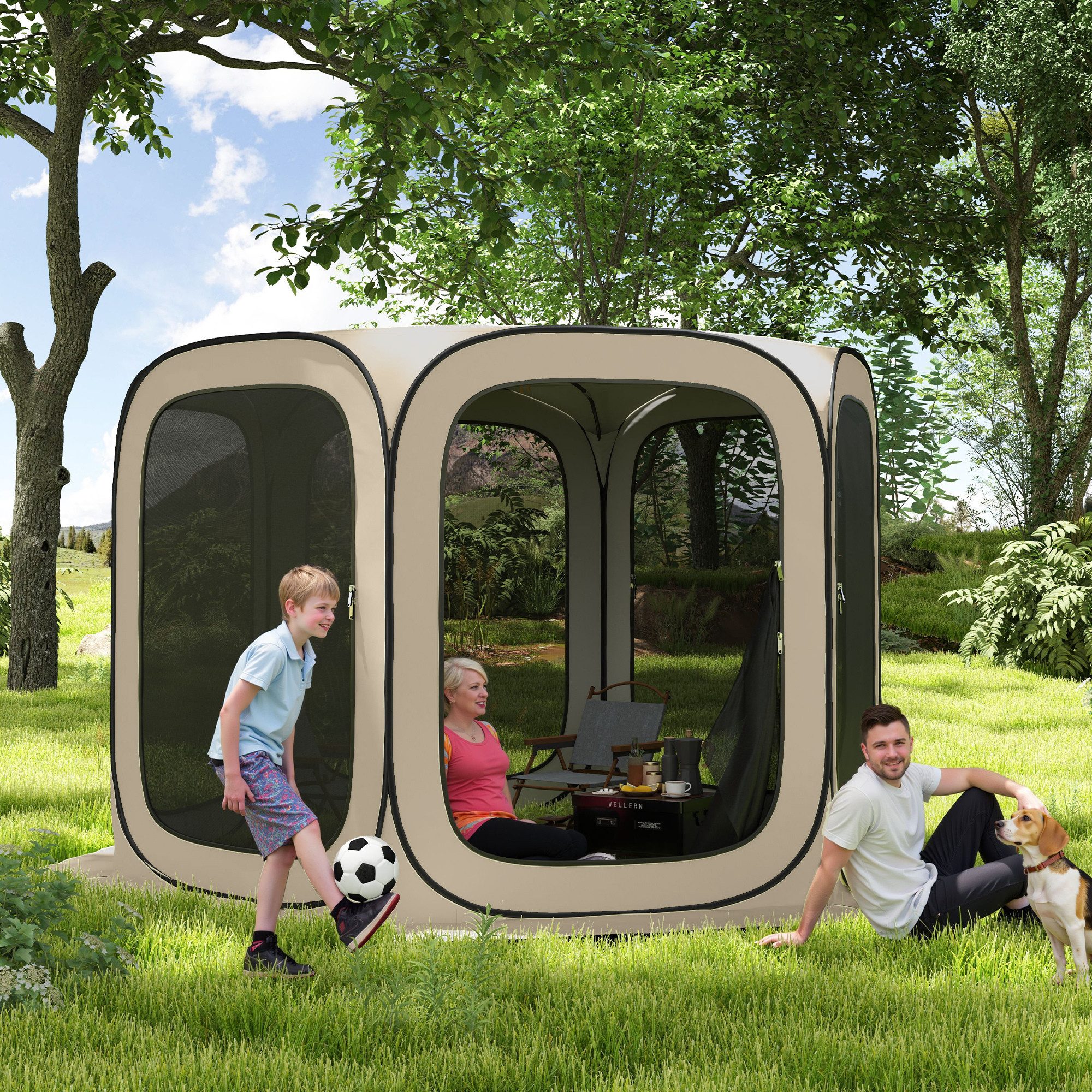 Outsunny Faltzelt sechseckiges Pop-Up-Zelt, Personen: 6 günstig online kaufen