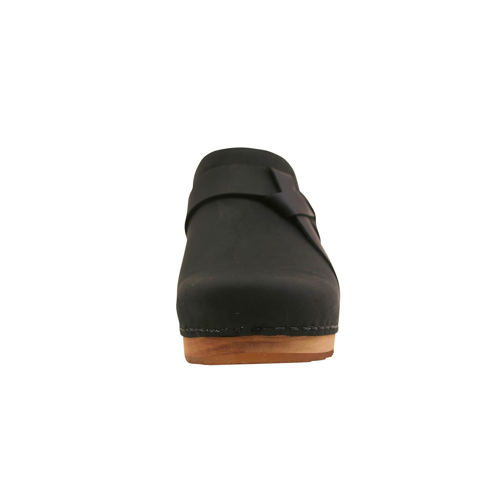 Sanita Wood-Manuella Square Open Clog Black Sandale