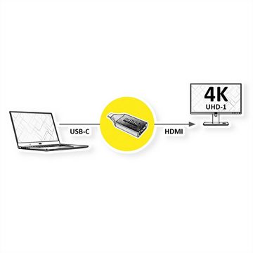 ROLINE GOLD Adapter USB Typ C - HDMI, ST/BU Audio- & Video-Adapter USB Typ C (USB-C) Männlich (Stecker) zu HDMI Typ A Weiblich (Buchse)