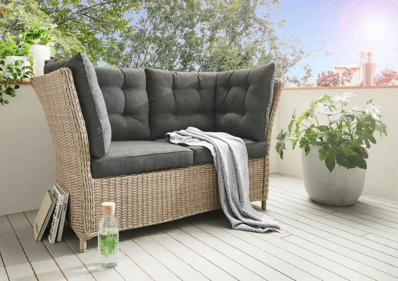 Destiny Gartenlounge-Bank PALMA, Polyrattan, 2 Sitzplätze, inkl. Auflagen