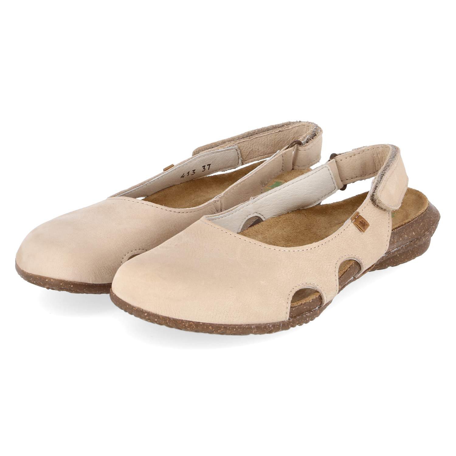 El Naturalista El Naturalista N413 Cream Damen Rauleder beige Keilsandalette