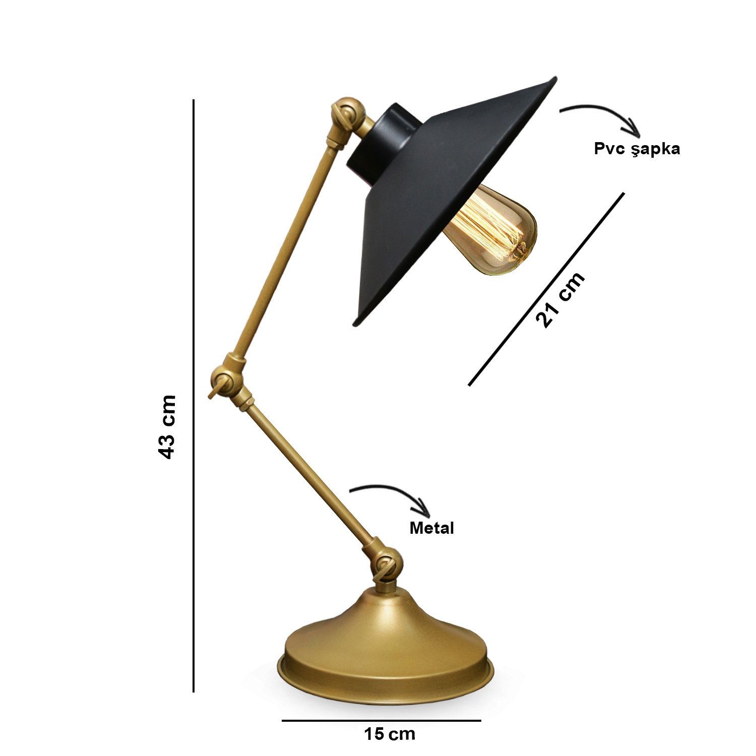 AYDAXL, x 21 100% Schwarz,Gold, Opviq Schreibtischlampe Metall 21 cm,