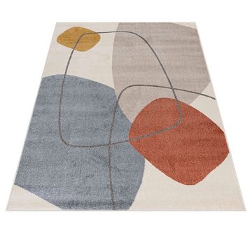 Designteppich Modern Teppich Kurzflor Wohnzimmerteppich Japandi Scandi Beige Creme, Mazovia, 120 x 170 cm, Fußbodenheizung, Allergiker geeignet, Farbecht, Pflegeleicht