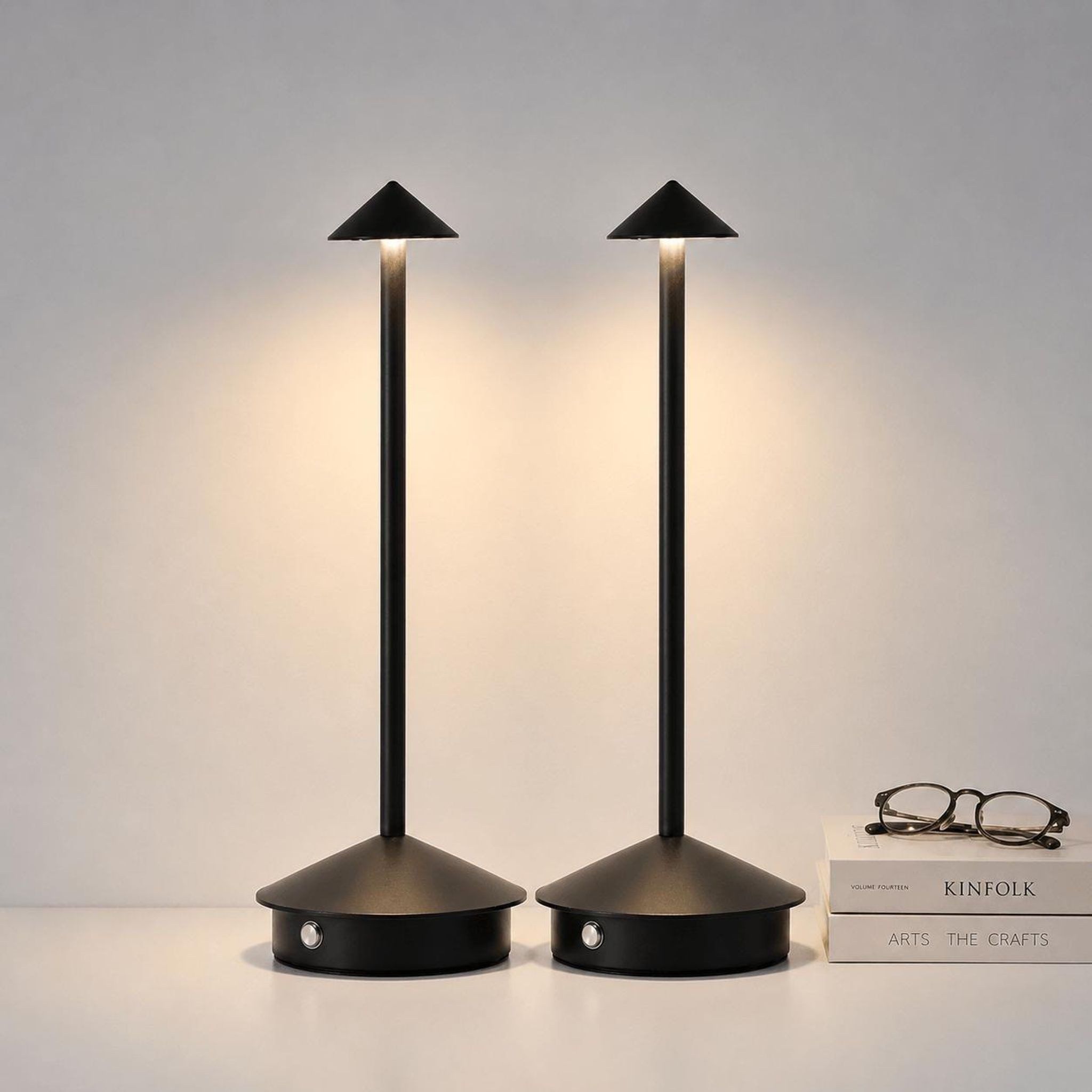 FELIXLEO Außen-Tischleuchte 2er Tischlampen kabellos, LED, 1800 mAh, wiederaufladbar, Schlafzimmer