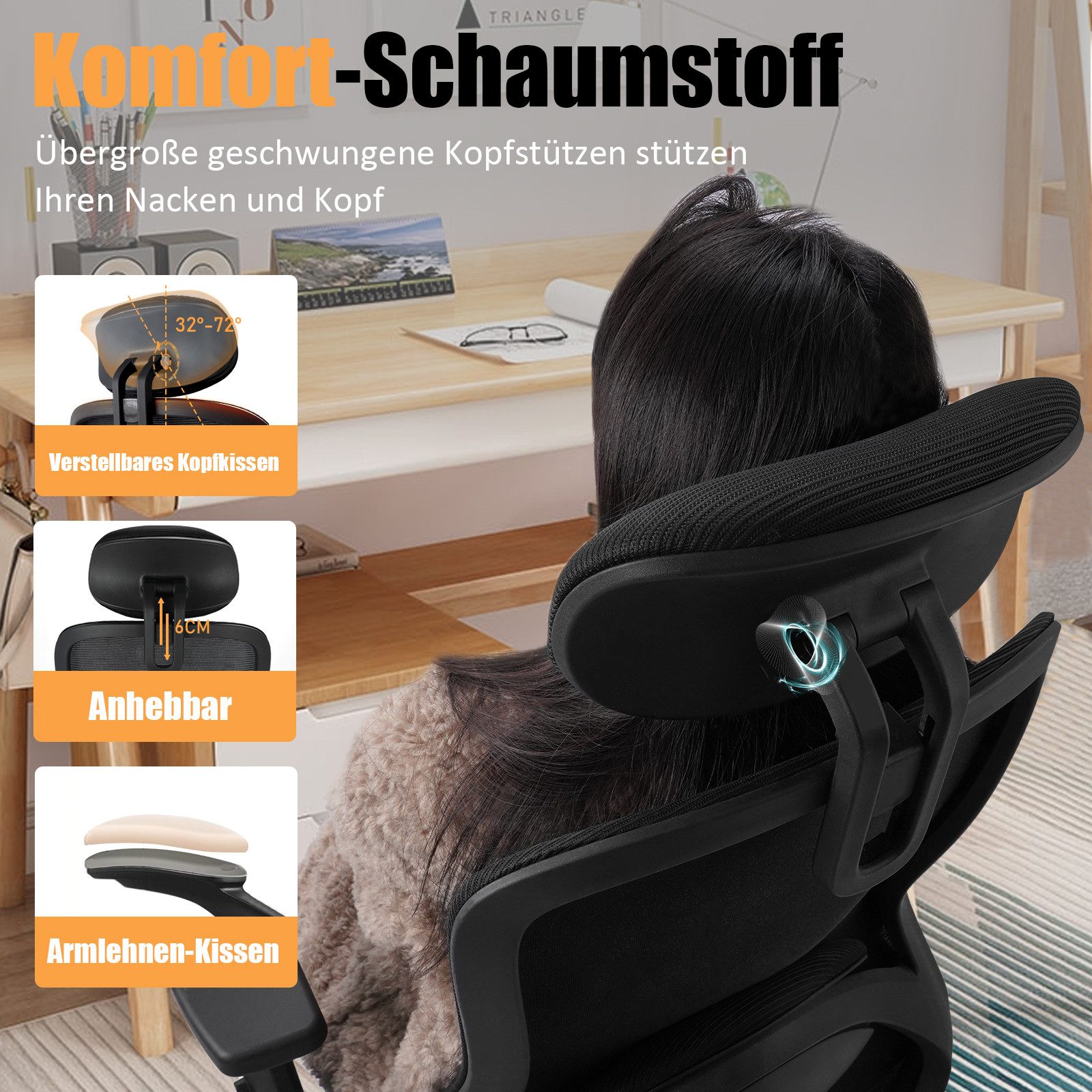 Milacyee Bürostuhl Ergonomisch,Chefsessel Wippfunktion abschließbar Stuhl,B günstig online kaufen