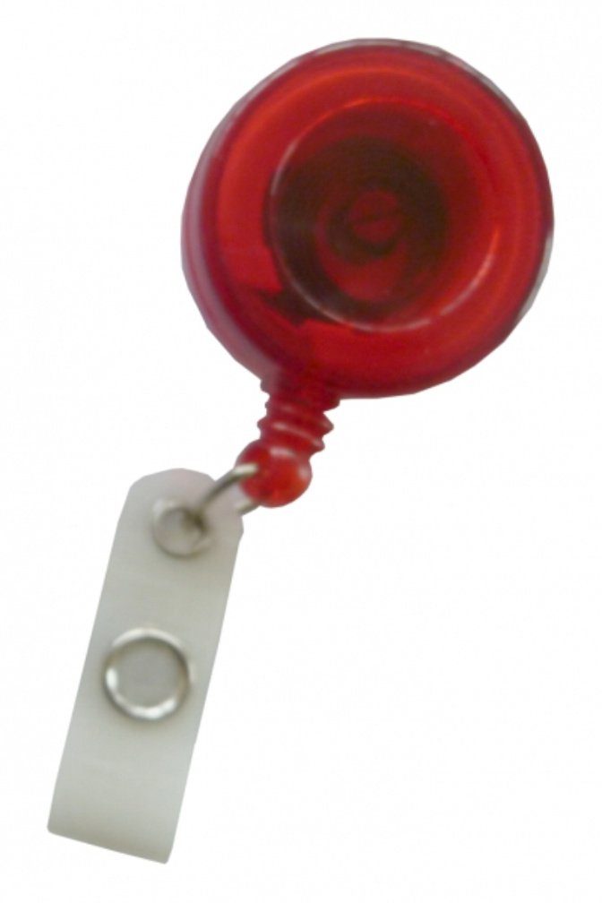 Kranholdt Schlüsselanhänger Jojo / Ausweishalter / Ausweisclip runde Form (10-tlg), Gürtelclip, Druckknopfschlaufe Transparent Rot