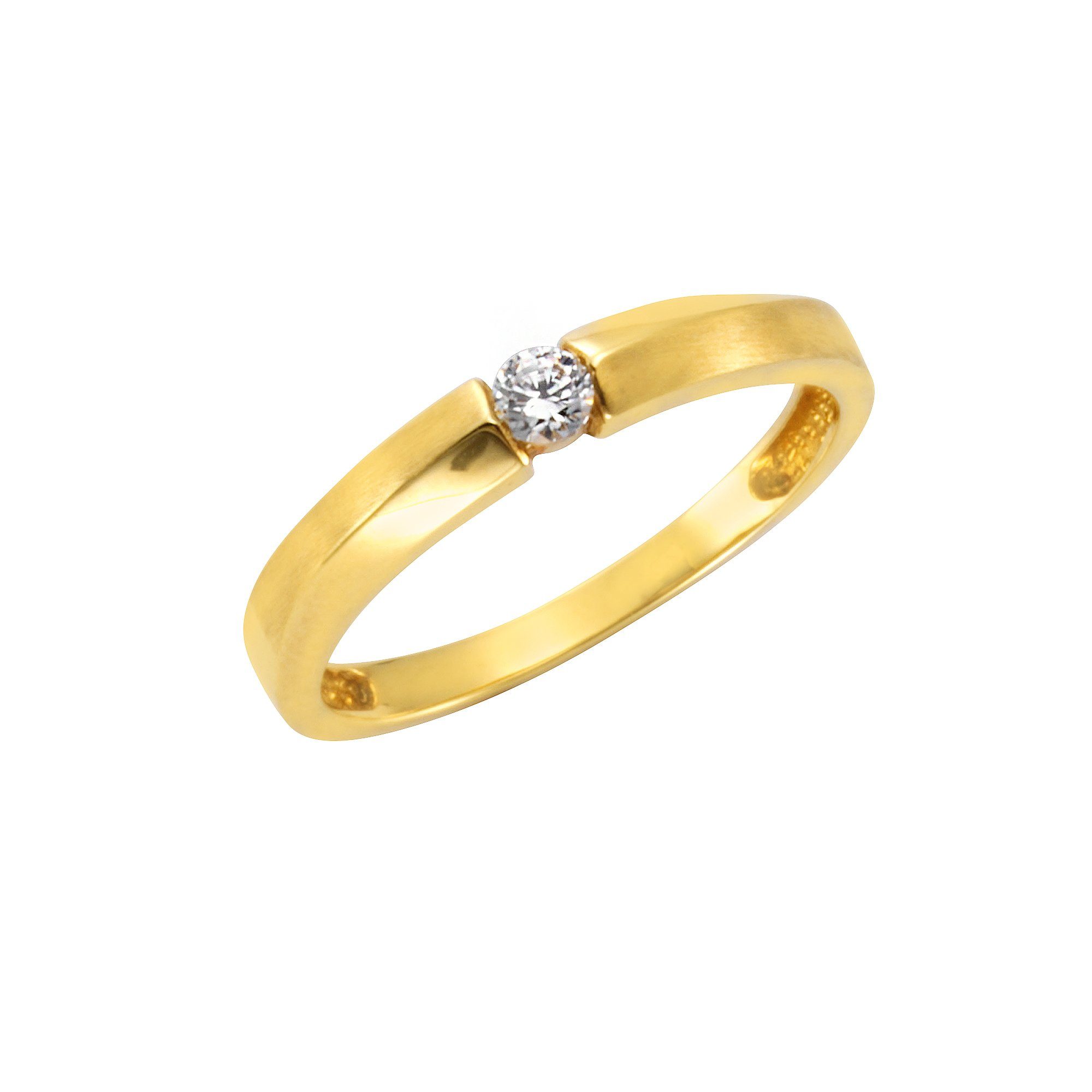 Fingerring 375 Gold Zirkonia weiß