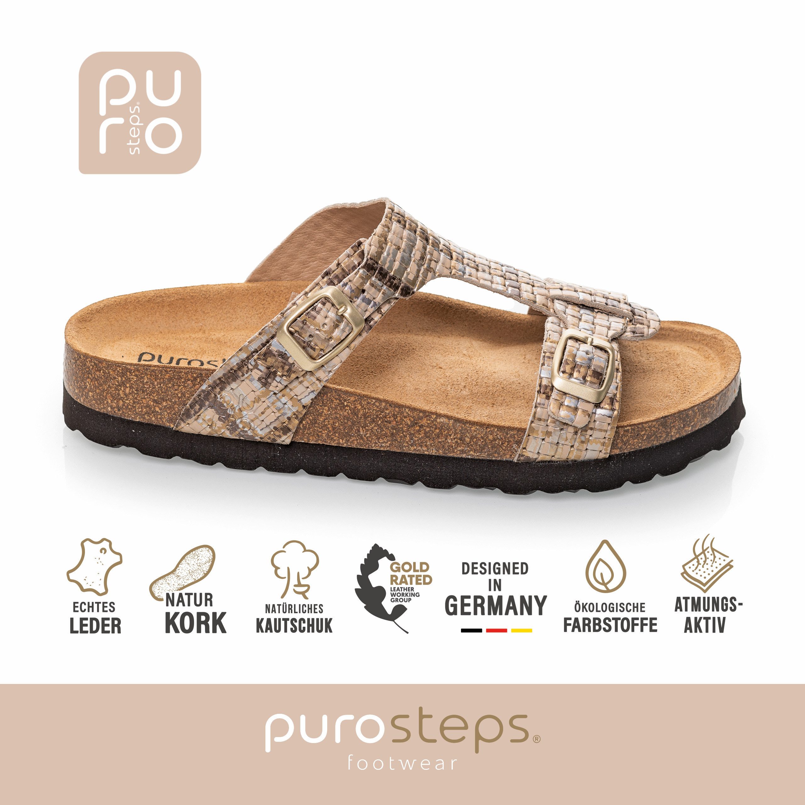 purosteps Merida-Eco 17952-metallic-braun Sandale Echtes Leder, Natur Mater günstig online kaufen