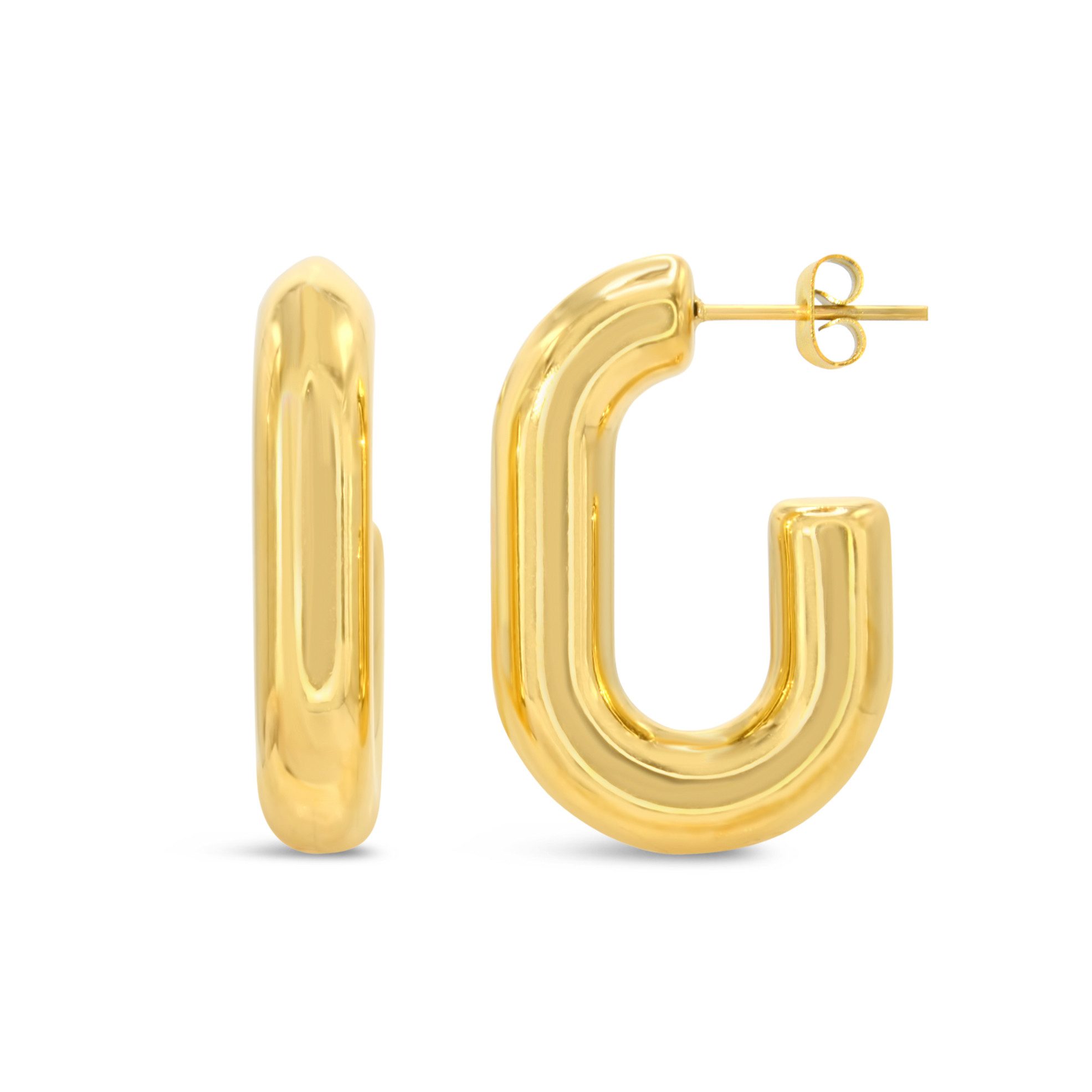 Luxuriöse Statement Creolen in U-Design UPTOWN FASHION 18K-doppelt vergoldet