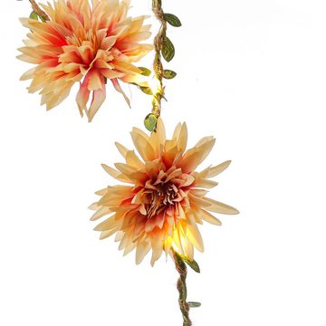 MARELIDA LED-Lichterkette Dahlien Blüten Blumengirlande Blumenlichter Timer L: 2,9m creme, 30-flammig