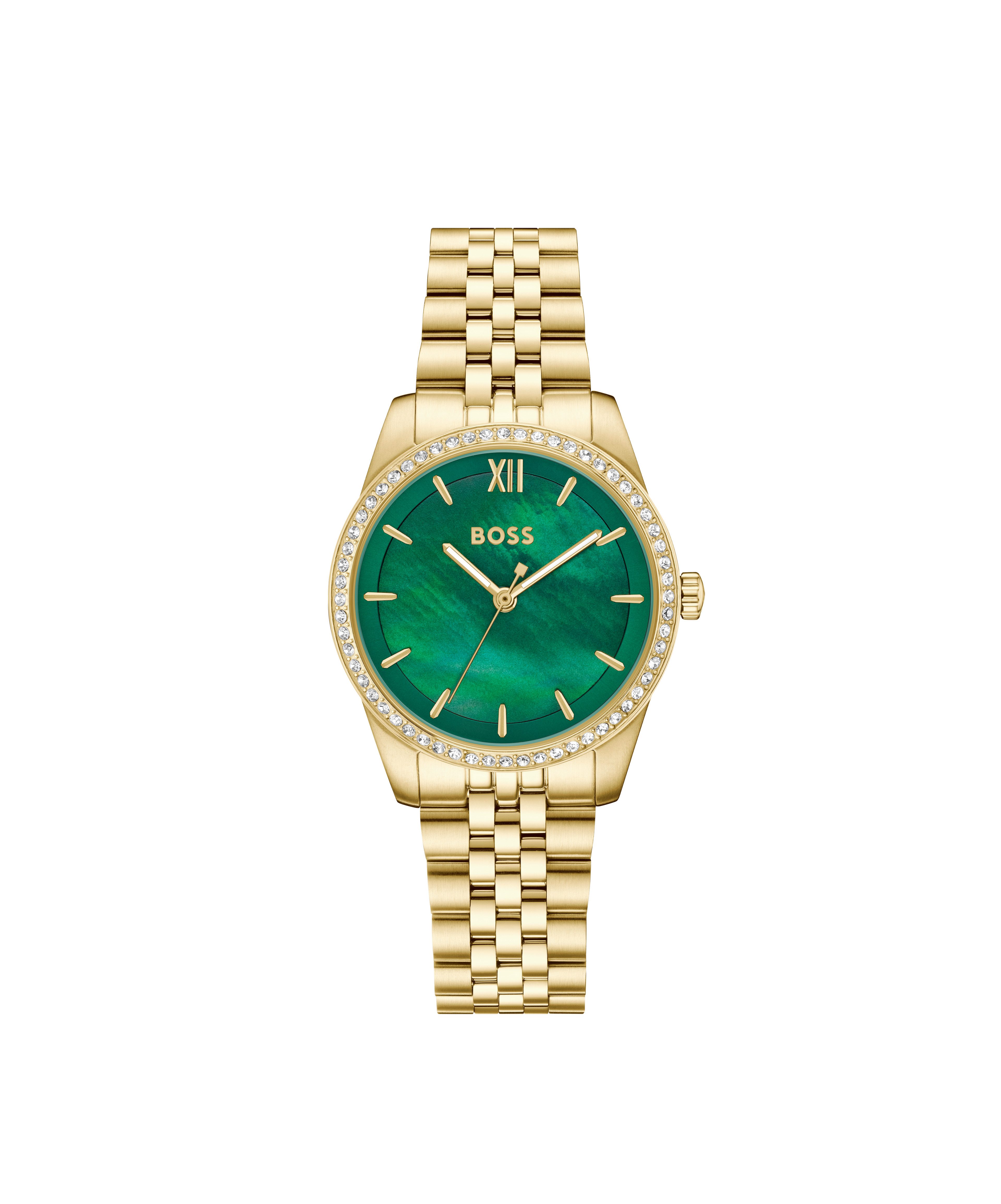 BOSS Quarzuhr GRACEFUL 1502868, Armbanduhr, Damenuhr, Edelstahlarmband, analog, Glaskristalle