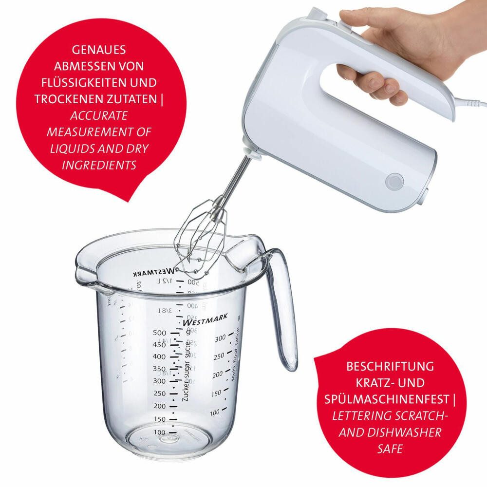 WESTMARK Messbecher Mehrsprachige Messskalen, Verschiedene Maßeinheiten, Füllvolumen: 0,5, SAN