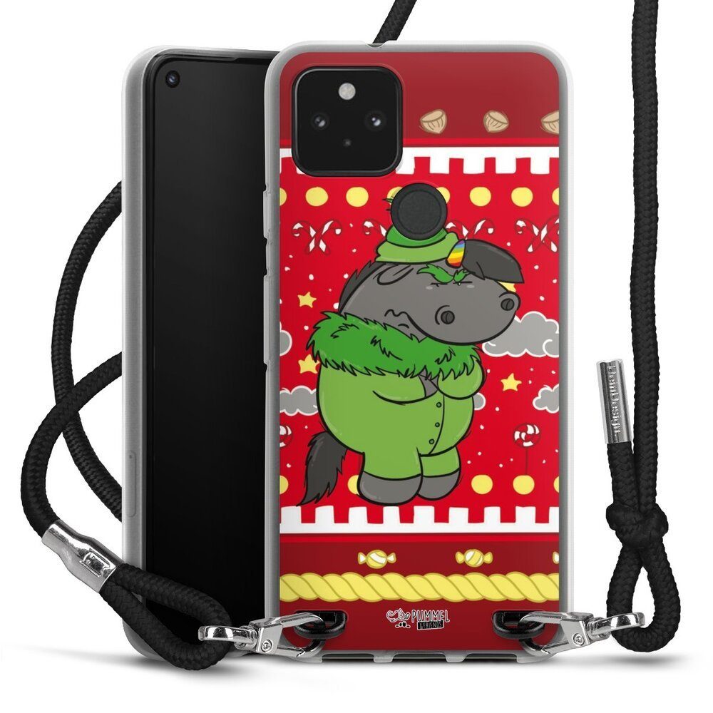 DeinDesign Handyhülle Ugly Christmas Grummel Rot, Google Pixel 5 Handykette Hülle mit Band Case zum Umhängen