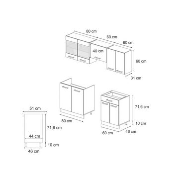 Livinity® Küchenzeile R-Line, Schwarz Beton/Anthrazit, 200 cm AP Anthrazit