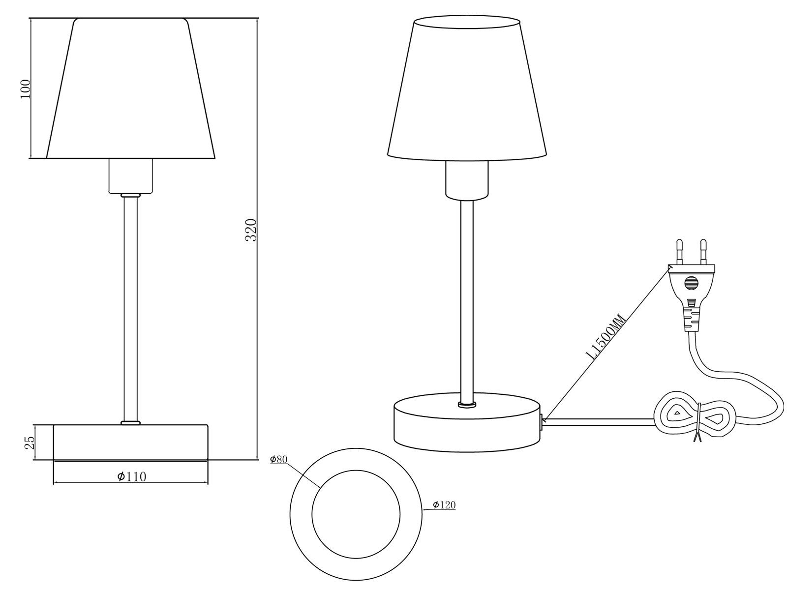 matt Höhe Chrom Weiß Touch Nachttischlampe, 32cm Glas, dimmbar Lampenschirm-e LED Bauhaus Dimmfunktion, wechselbar, LED Nachttisch-lampe meineWunschleuchte / Warmweiß,