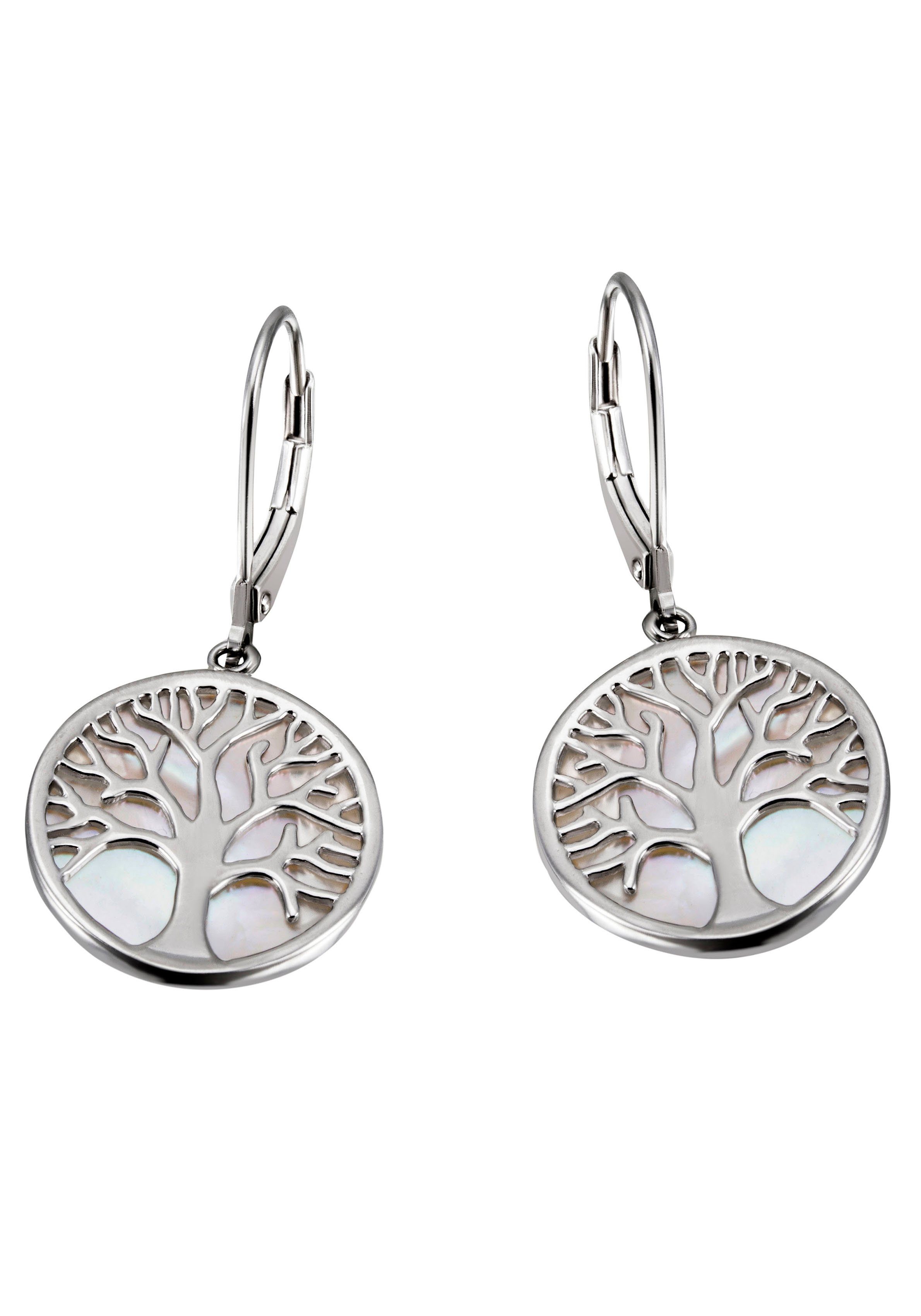 Firetti Paar Ohrhänger Schmuck Geschenk Silber 925 Ohrschmuck Patentbrisur Baum, mit Perlmutt