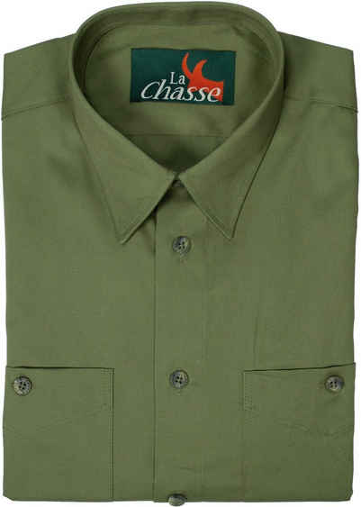 La Chasse® Outdoorhemd Jagdhemd einfarbiges, olivgrünes Herrenhemd Jägerhemd Outdoorhemd