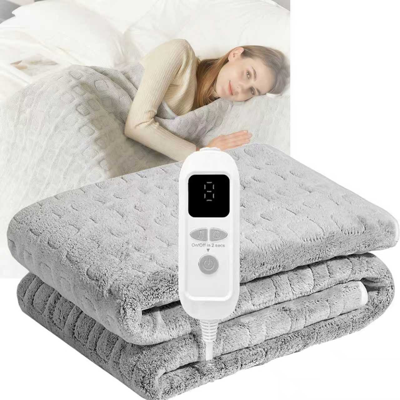 Heizdecke aus Plüsch Elektrische Wärmedecke 6 Temperaturstufen 152 x 127cm