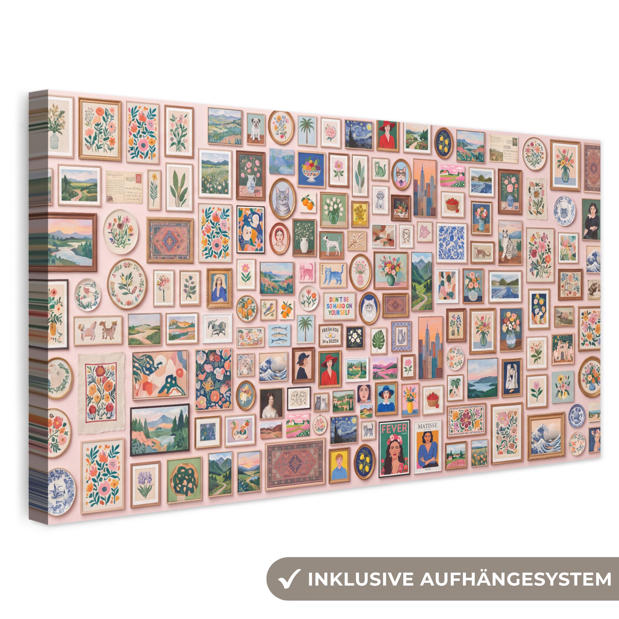OneMillionCanvasses® Leinwandbild Panorama Kunst – Sammlung – Dekoration – Modern – Farbenfroh, Fotodruck (1 St), Wandbild, Deko Schlafzimmer Wohnzimmer Flur 40x20 cm