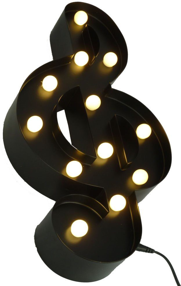 12 Music-Clef LEDs Music-Clef, festverbauten Warmweiß, pulverbeschichtetes - LED Tischlampe 20x38cm, LED fest Dekolicht mit MARQUEE LIGHTS Wandlampe, Metall integriert, Hochwertig