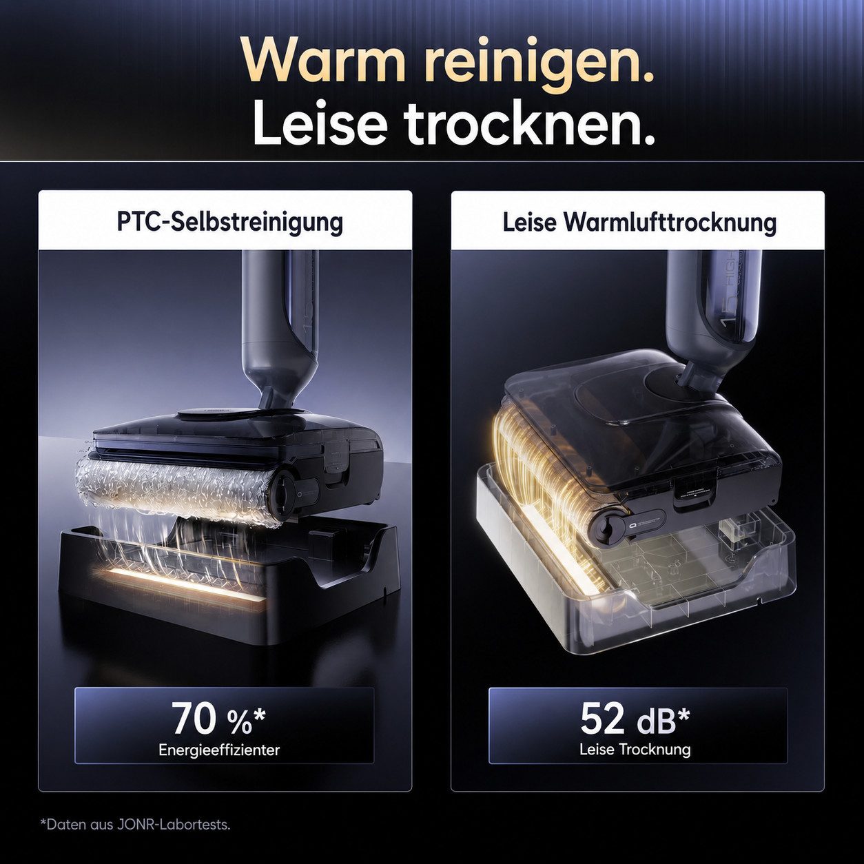 JONR Nass-Trocken-Akkusauger H2 PRO/H2,20000 Pa,Innovatives Geruchsfreies Design, 1500ml Wassertank, 100 W, Unten Integrierter Schmutzwassertank, Saugwischer Sm – Bild 2 von 5